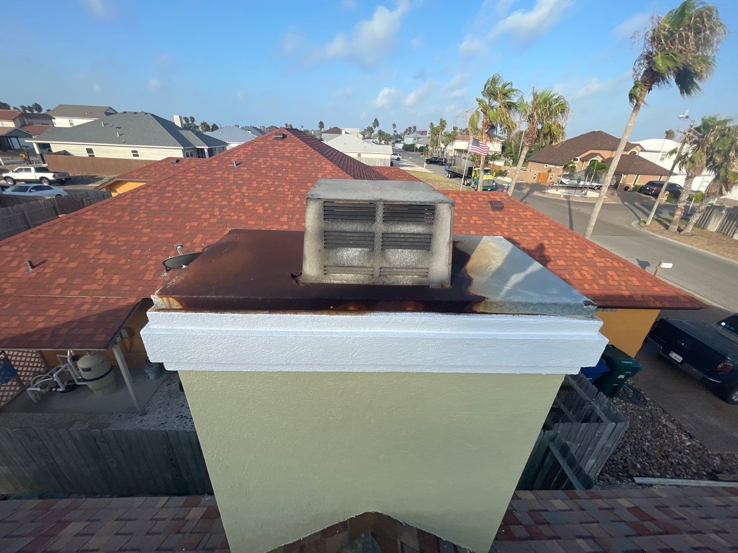 Residential Roofing Repair - Replacing Chimney Cap by Lighthouse Roofing