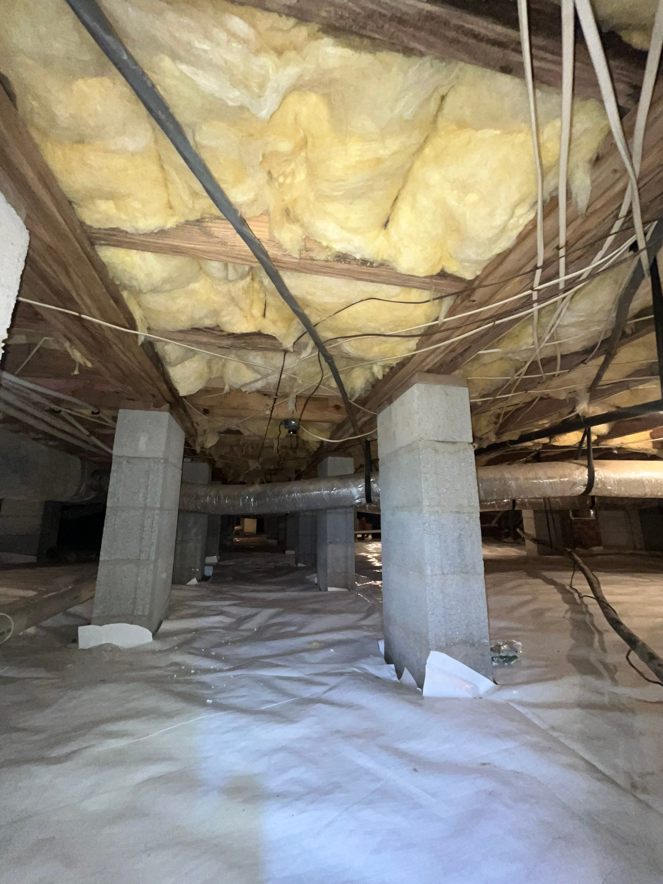 Dehumidifier and Moisture Barrier install with Structural repairs. by Impact Crawlspace