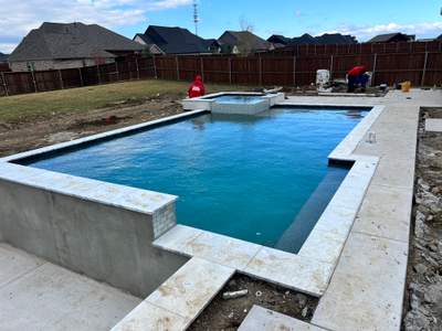 Geometric Pool with Raised Spa