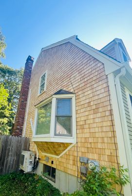 Partial residing project with Red Cedar shingles in Duxbury, MA