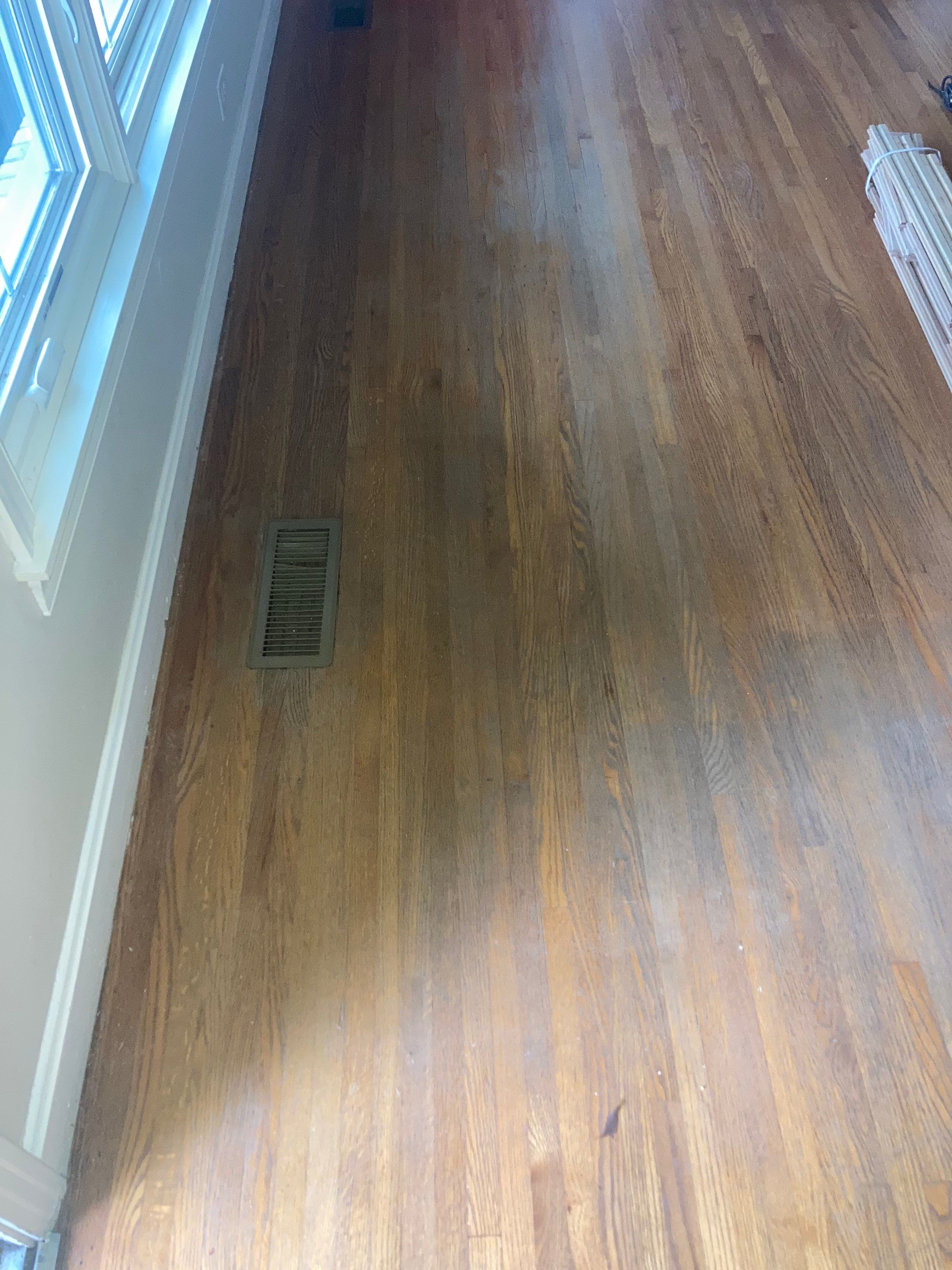 Red and White oak refinish with Duraseal Special Walnut Stain by Footprints Floors of Nashville