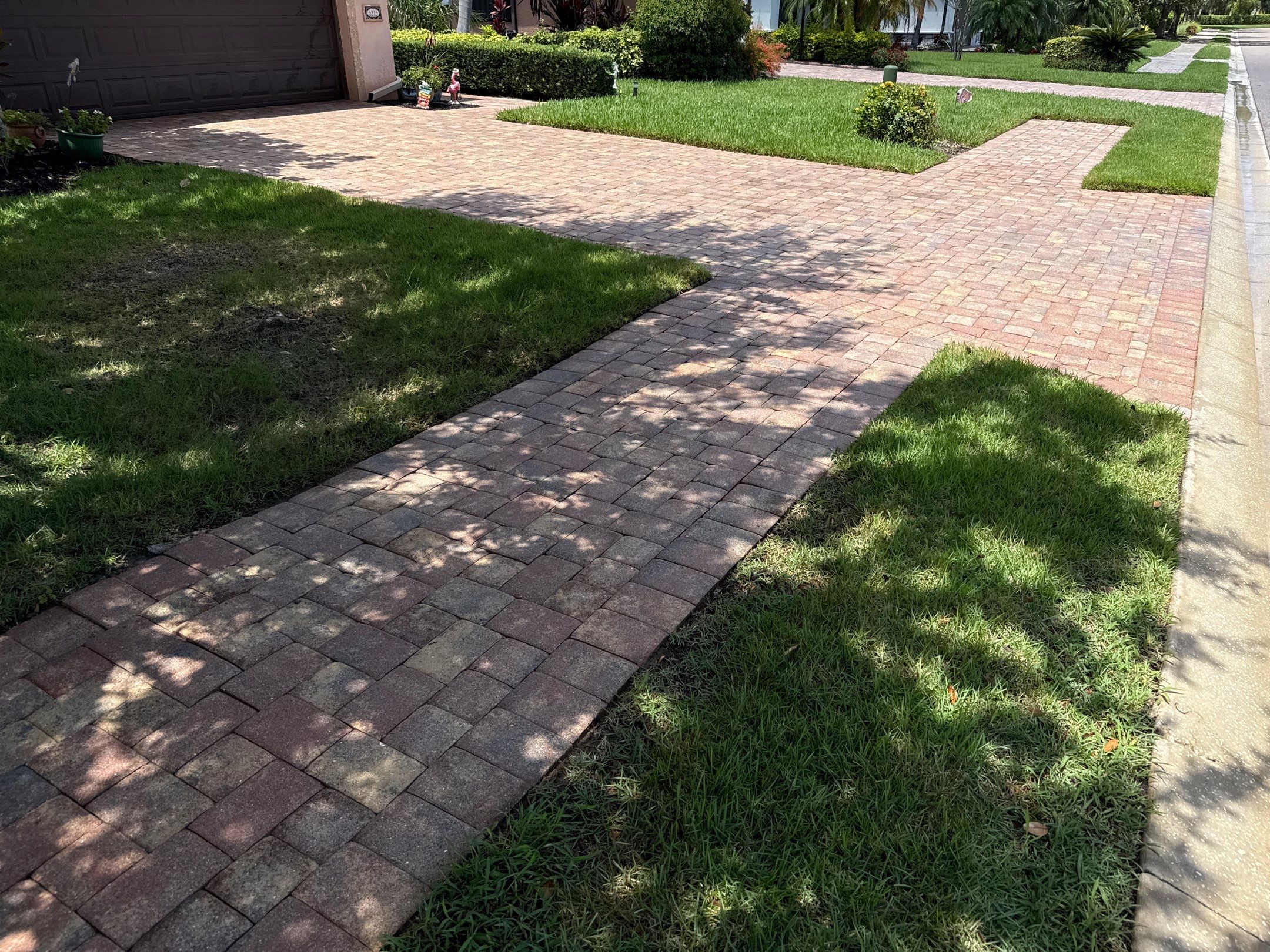 Paver Driveway, Sidewalk & Curbing Cleaning — Bougainvillea Place, Ellenton, FL by Sunshine AquaWash