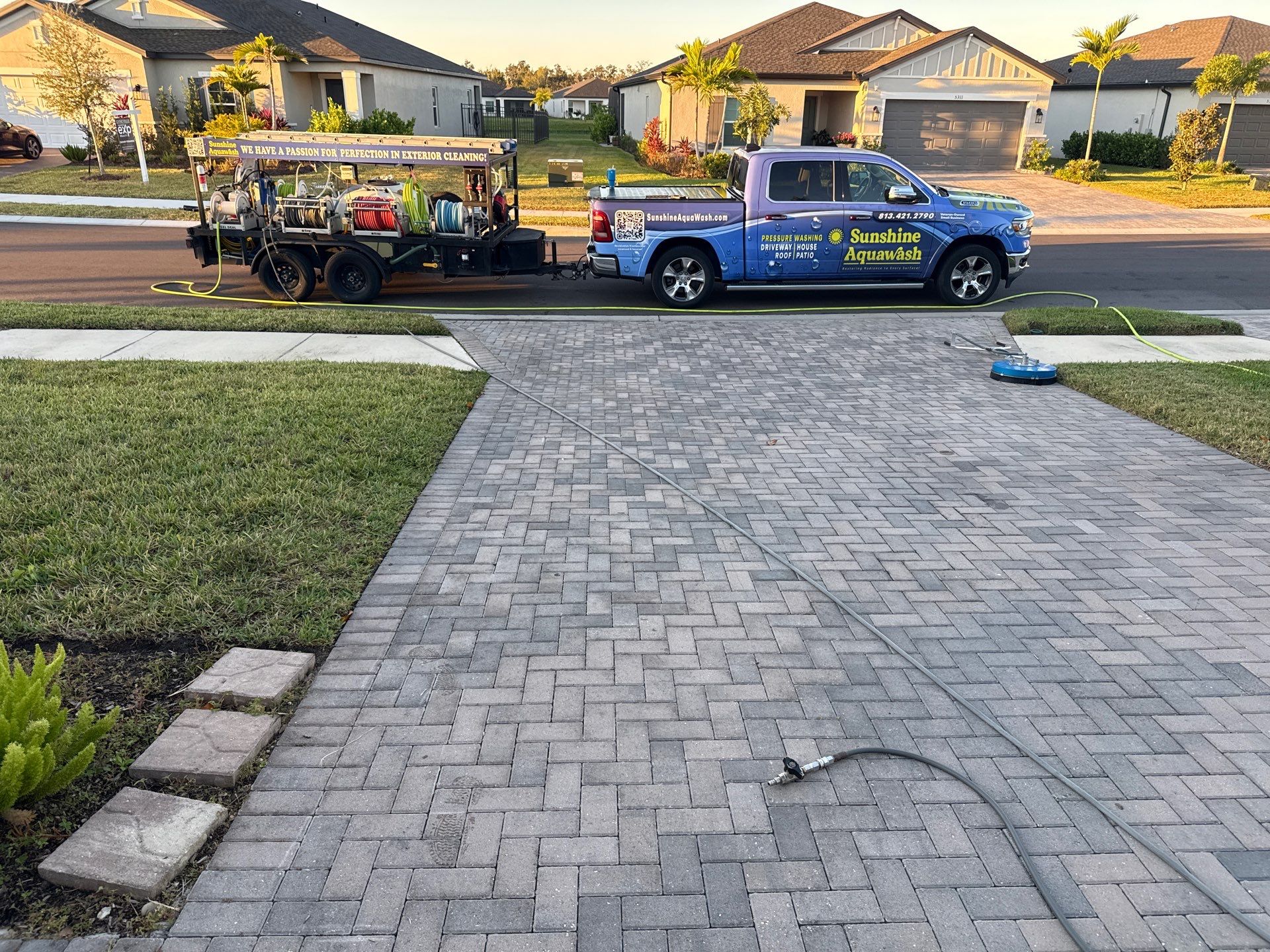 Paver Driveway Cleaning & Sidewalks in Trevesta Palmetto FL by Sunshine AquaWash