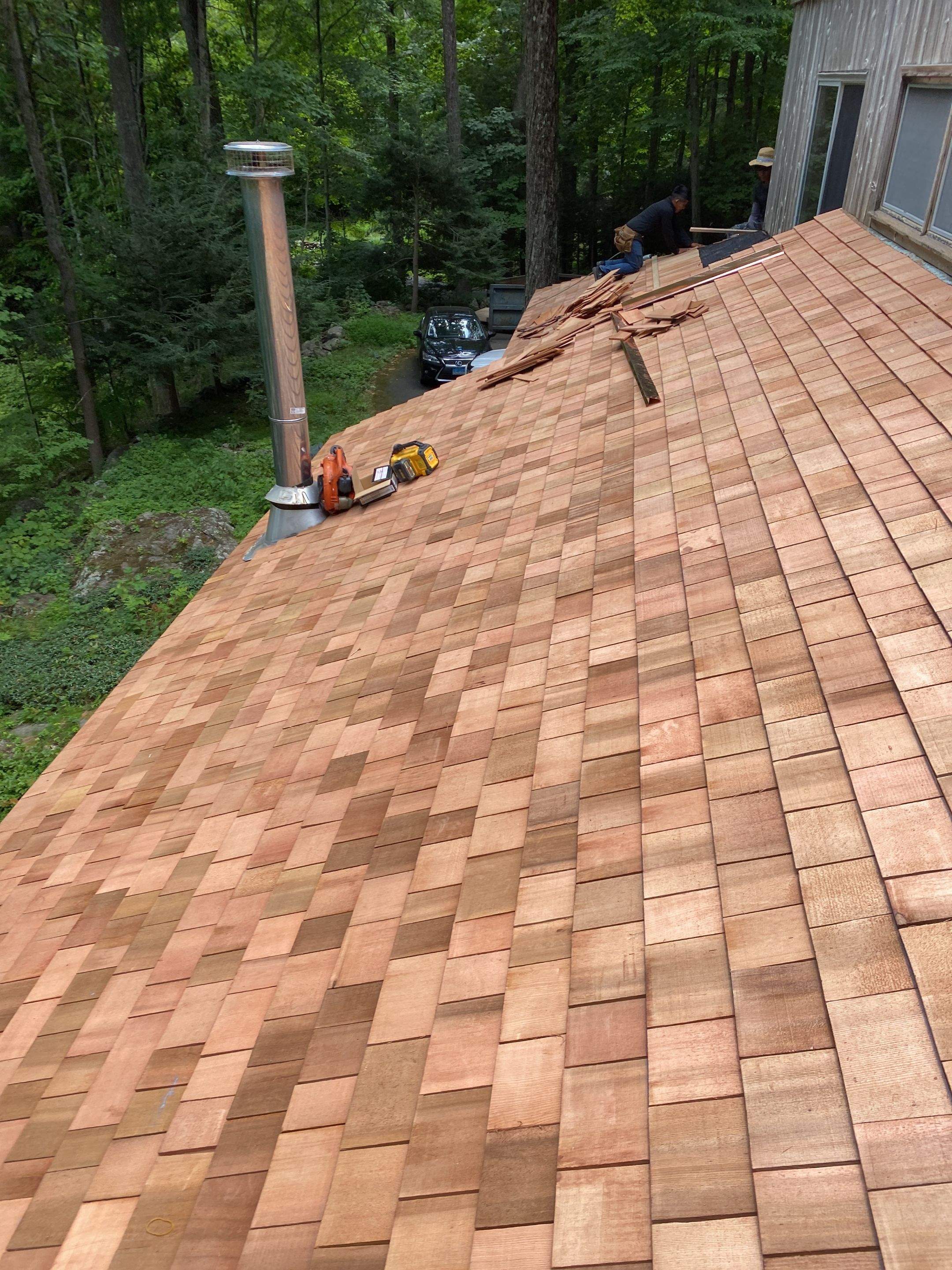 Residential Roofing Installation using Wood Shake by A Plus Exterior