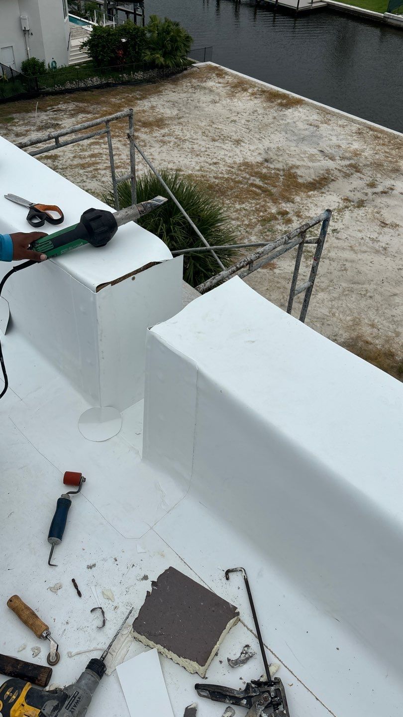 Residential Install of Flat TPO by International Roofing