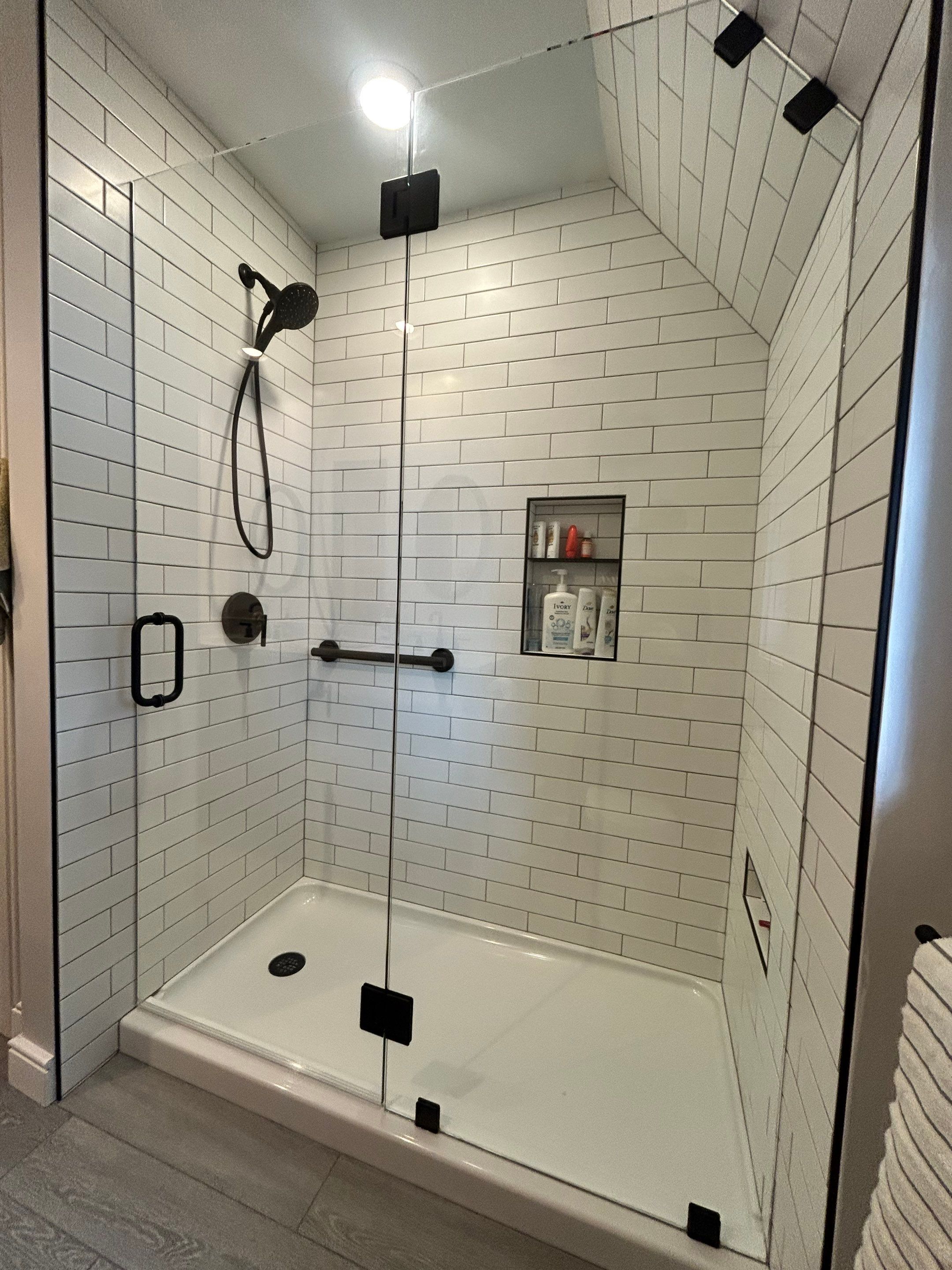 Bathroom Remodel using Tempered Shower Glass by Cheshire Glass Company