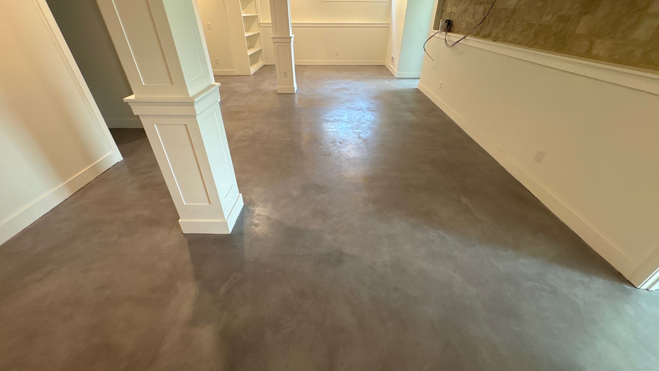 Basement Floor Overlay - Lawrence, KS by Big Red Decorative Concrete, LLC