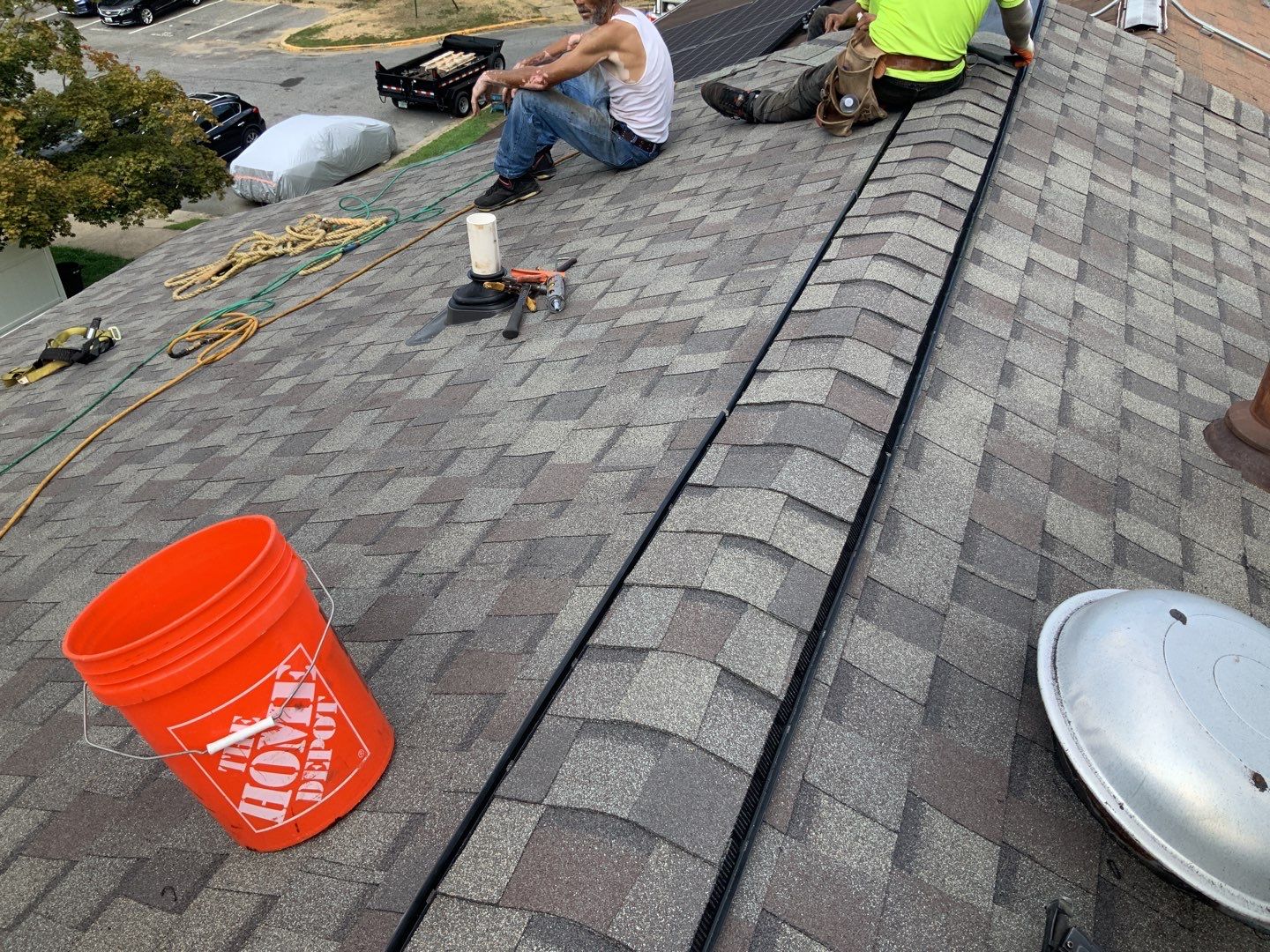 Residential Roofing Installation using Landmark Shingles Color Weatherwood by Alpha Design Services