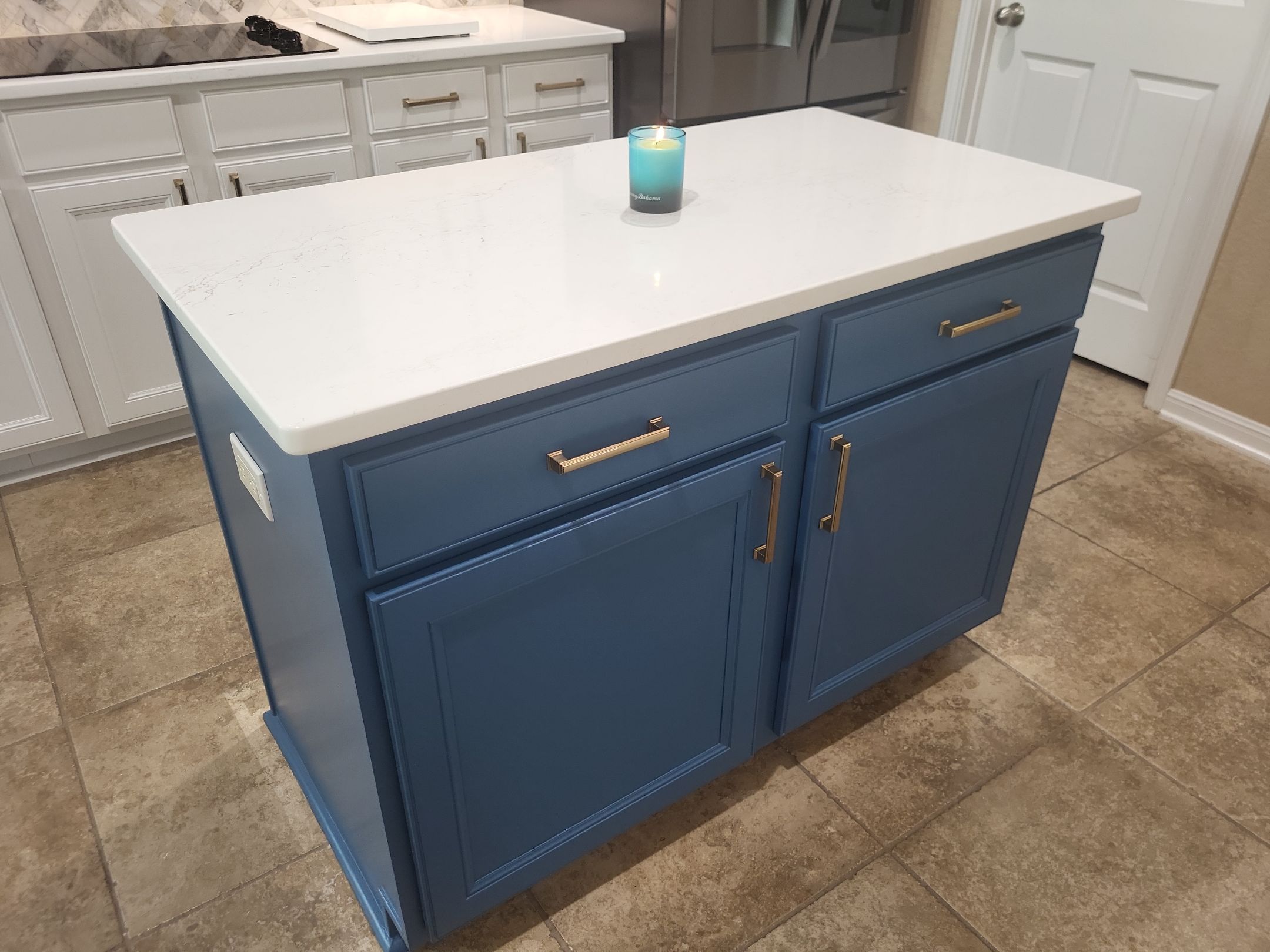 Cibolo Kitchen Refresh with Painted Cabinets, Quartz Countertops & Herringbone Backsplash by Legacy Bath and Kitchen