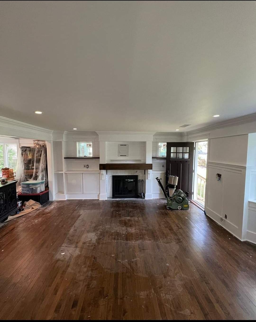 Sand & Refinish Red Oak with Duraseal Jacobean and Bona Mega Satin Finish using Bona Mega Satin by Footprints Floors Morristown