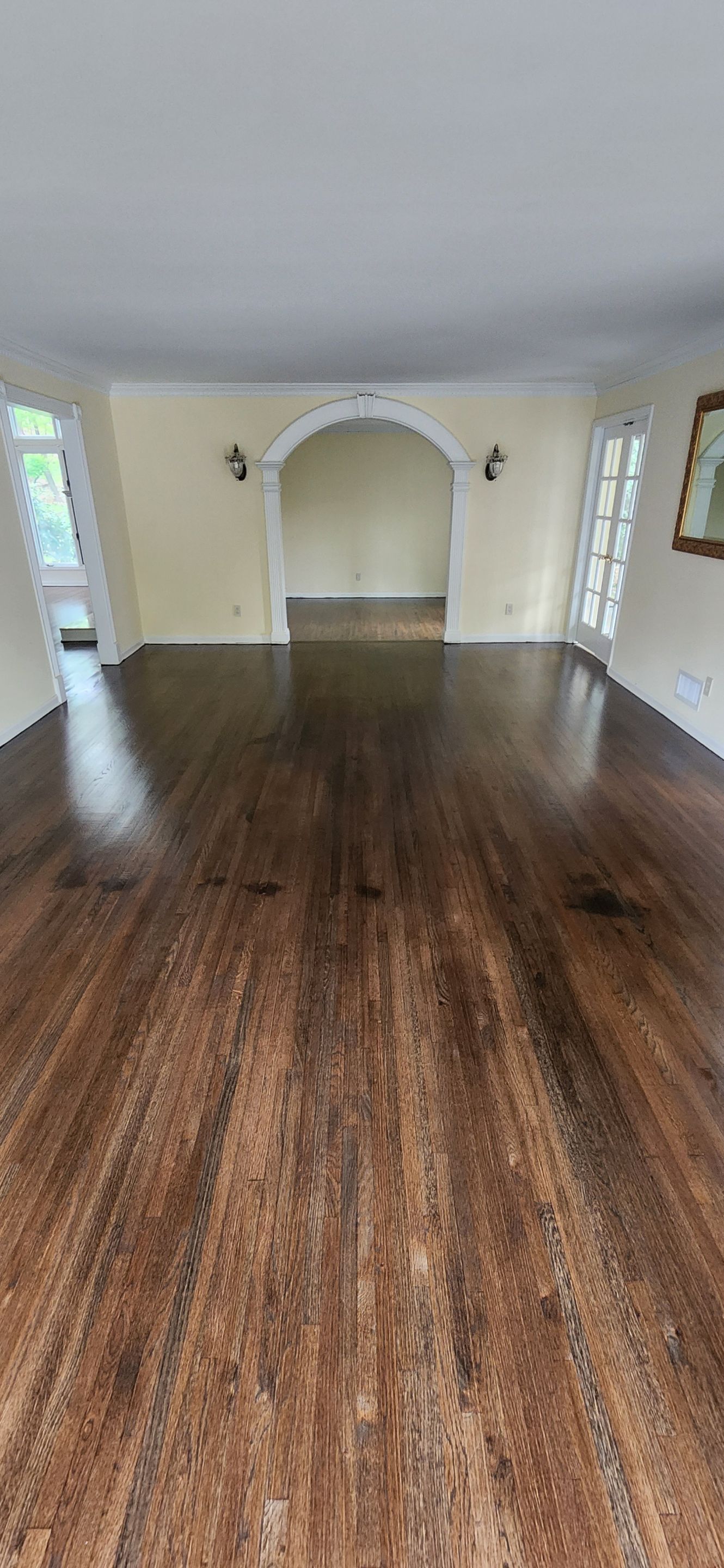 Red Oak refinished with DuraSeal Jacobean Stain and Bona Semi Gloss by Footprints Floors Morristown