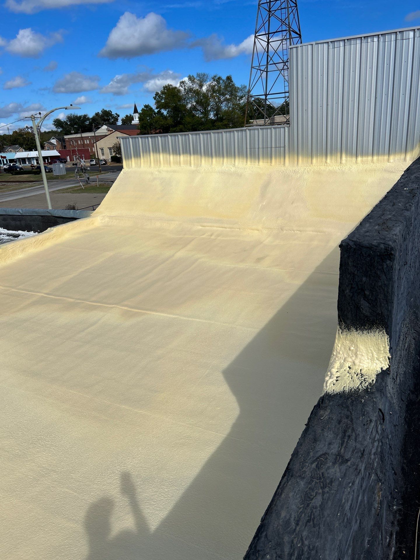 Downtown Gladewater Commercial Foam Roof Restoration – SPF + High-Tensile Acrylic by All Star Roofing LLC
