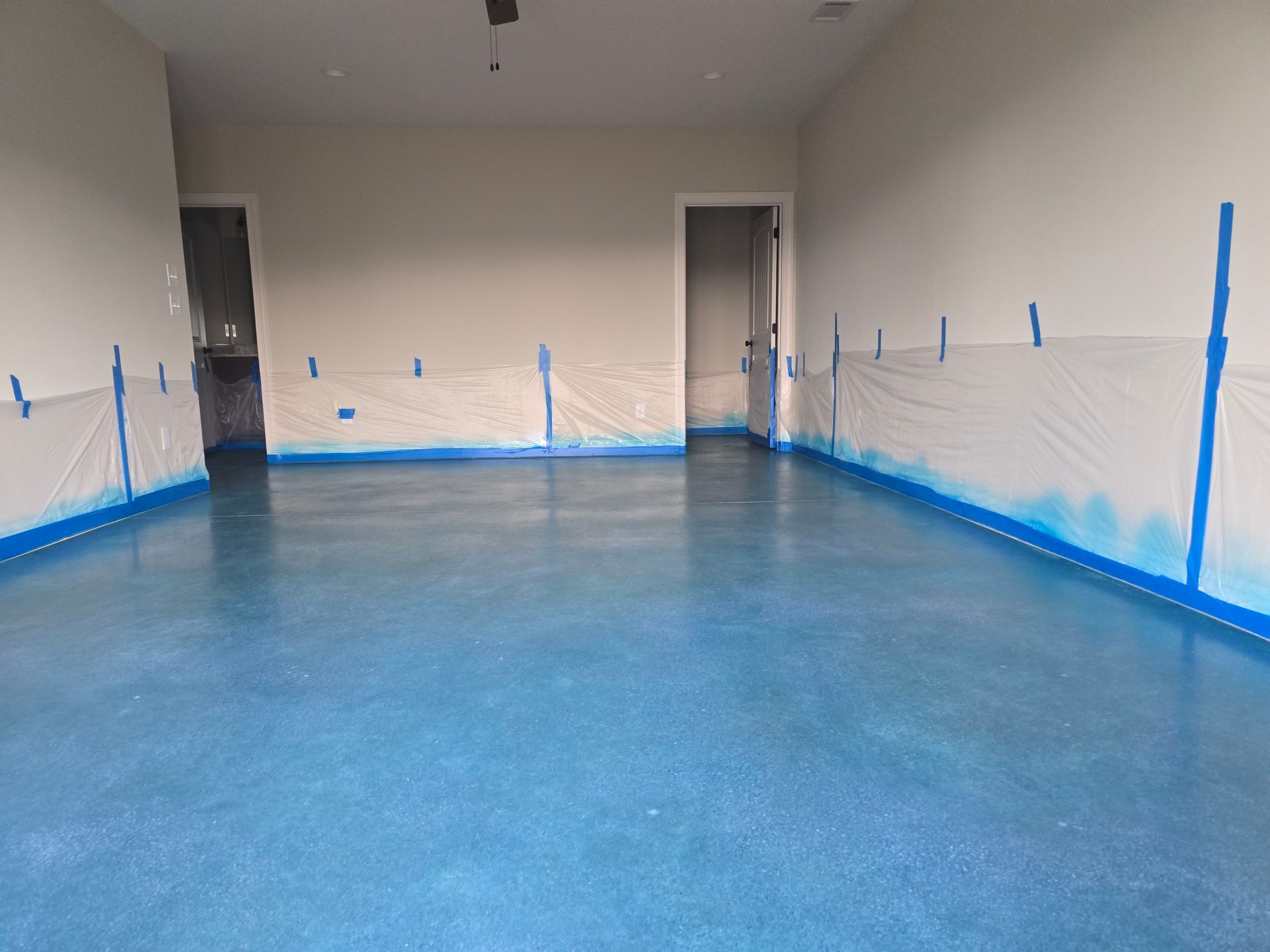 Basement Floor in Carribbean Blue by Elite Floor Solutions