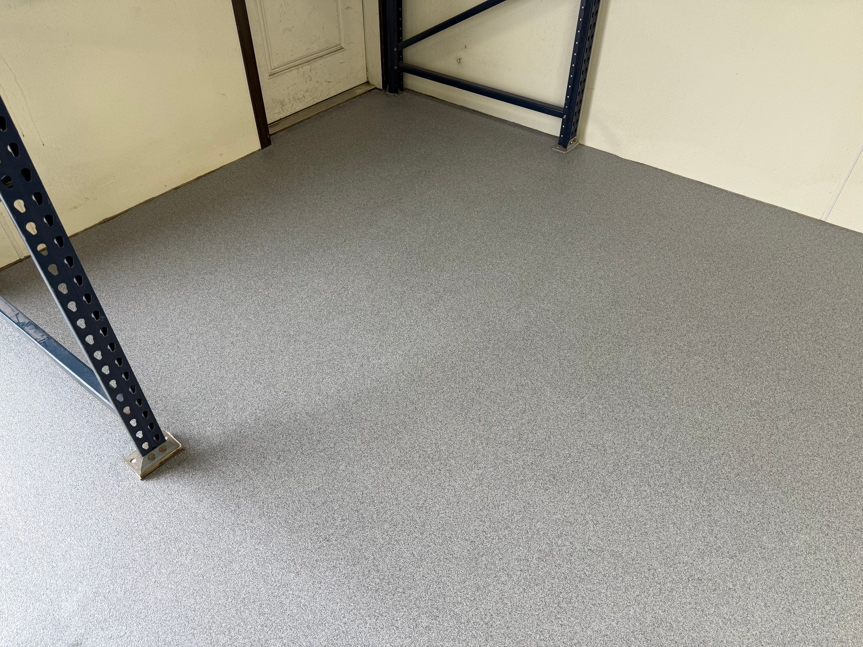 Commercial Grey Speckled Epoxy Floor Coating for Industrial Workshop by Select Painting, Coatings & Garage Cabinets