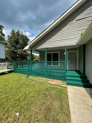 Deck Refinishing and Exterior Painting with Custom Green Finish in Decatur
