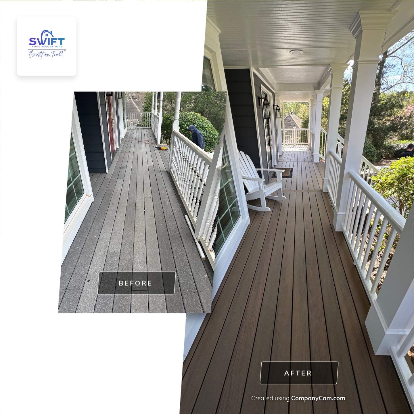 Front porch renovation by Swift Home Renovations