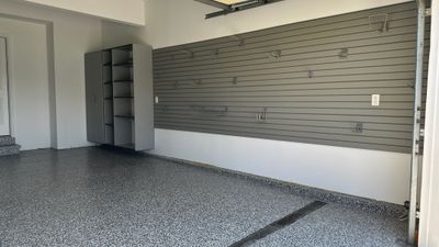 Laura B. garage transformation with a new floor and garage storage 