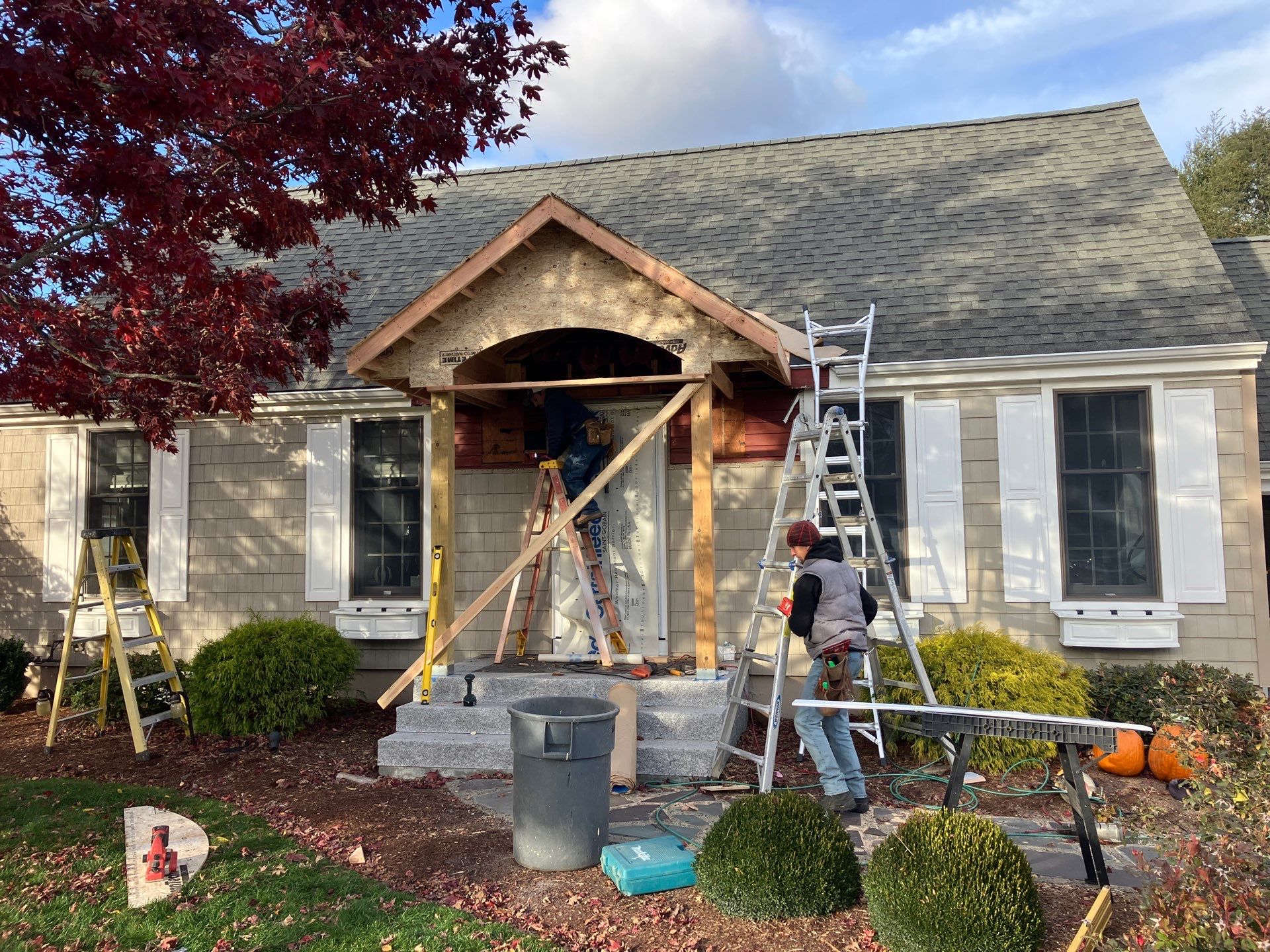 Welcoming portico addition by DiGiorgi Roofing and Siding Inc