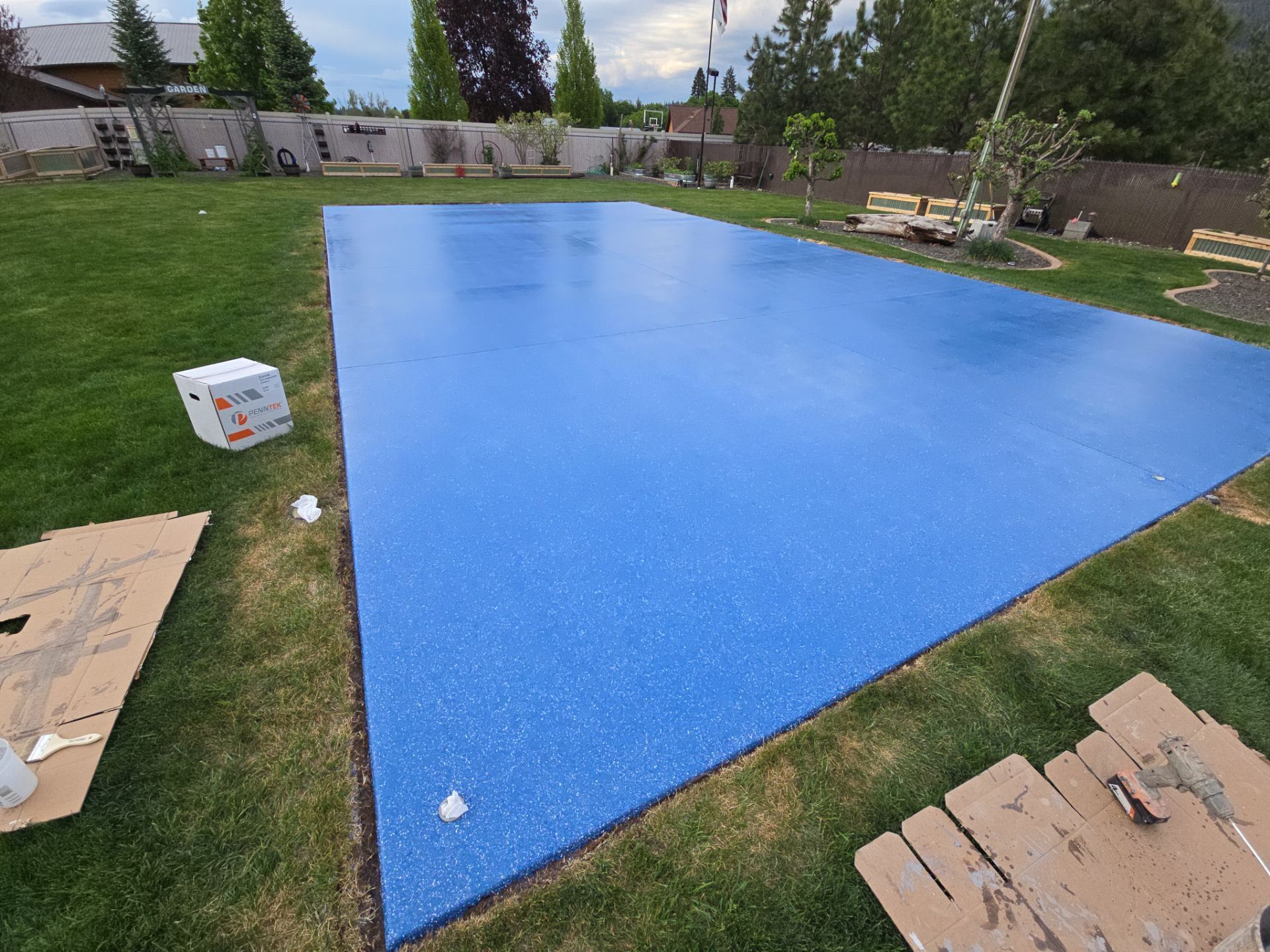 Sports Court Transformation using Ocean Hybrid by Croc Coatings, LLC