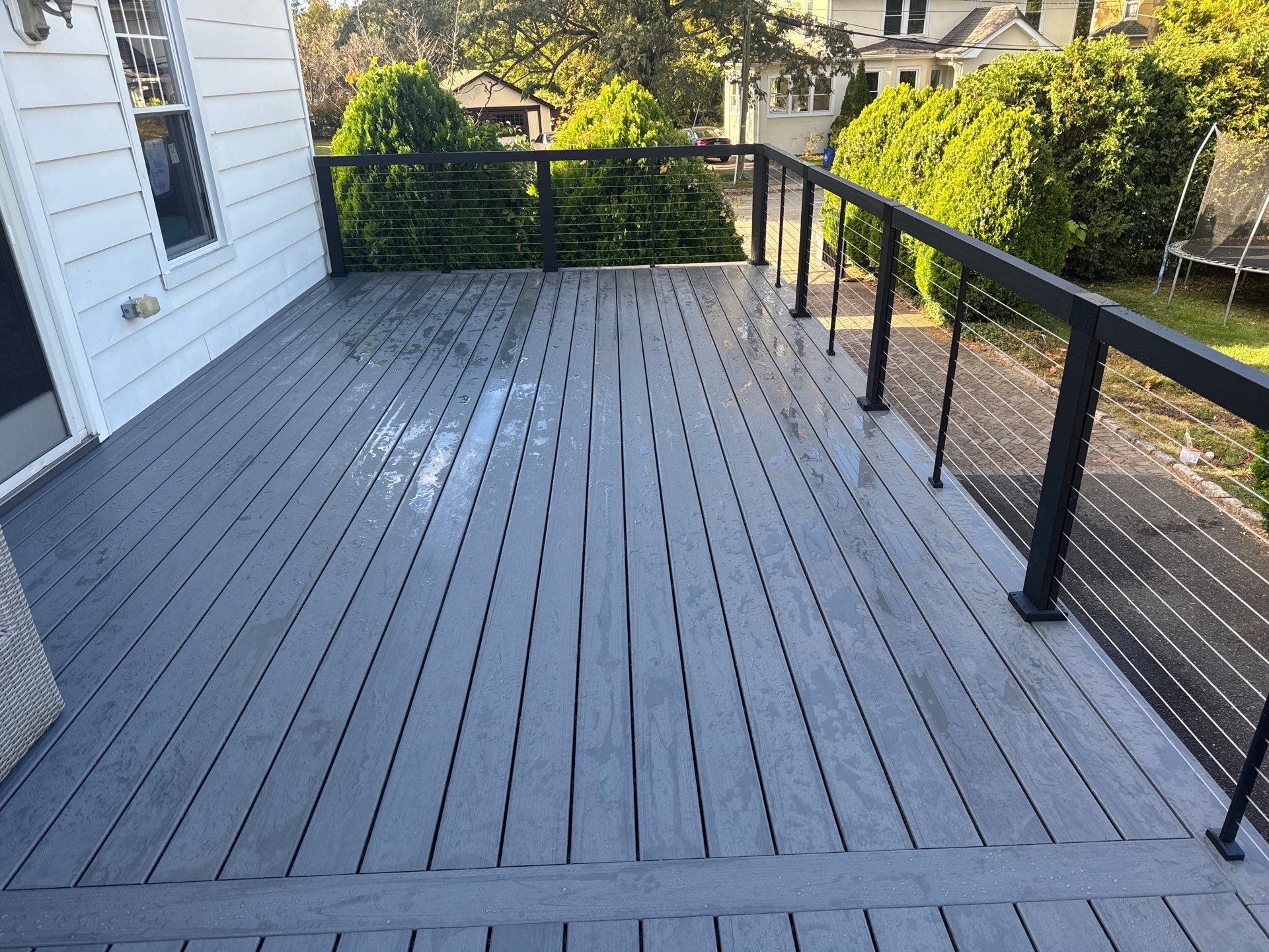 new deck with cable rails in Montclair NJ by deck guardian