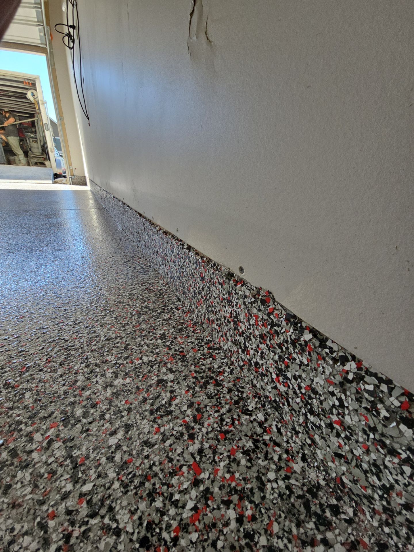 Garage Transformation using Domino w/ 5% Cherry Bomb Red  by Croc Coatings, LLC