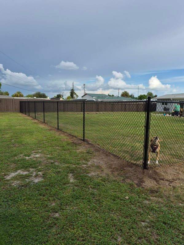Black Chain Link Fence Installation for Residential Backyard in Port Charlotte by True Fence LLC