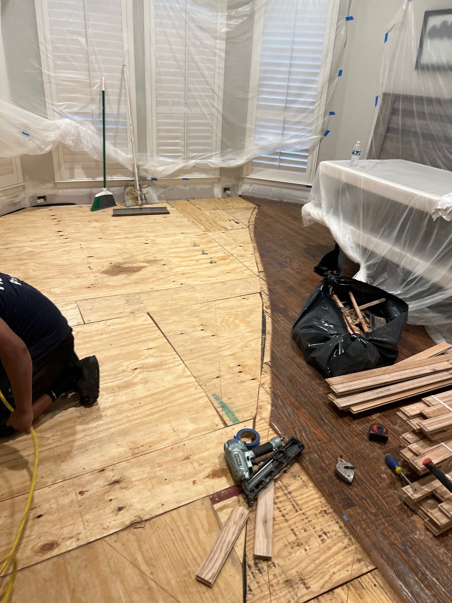 In Progress - Repairing wet Hardwood Floors in Colleyville by Bernard Hardwood Floors