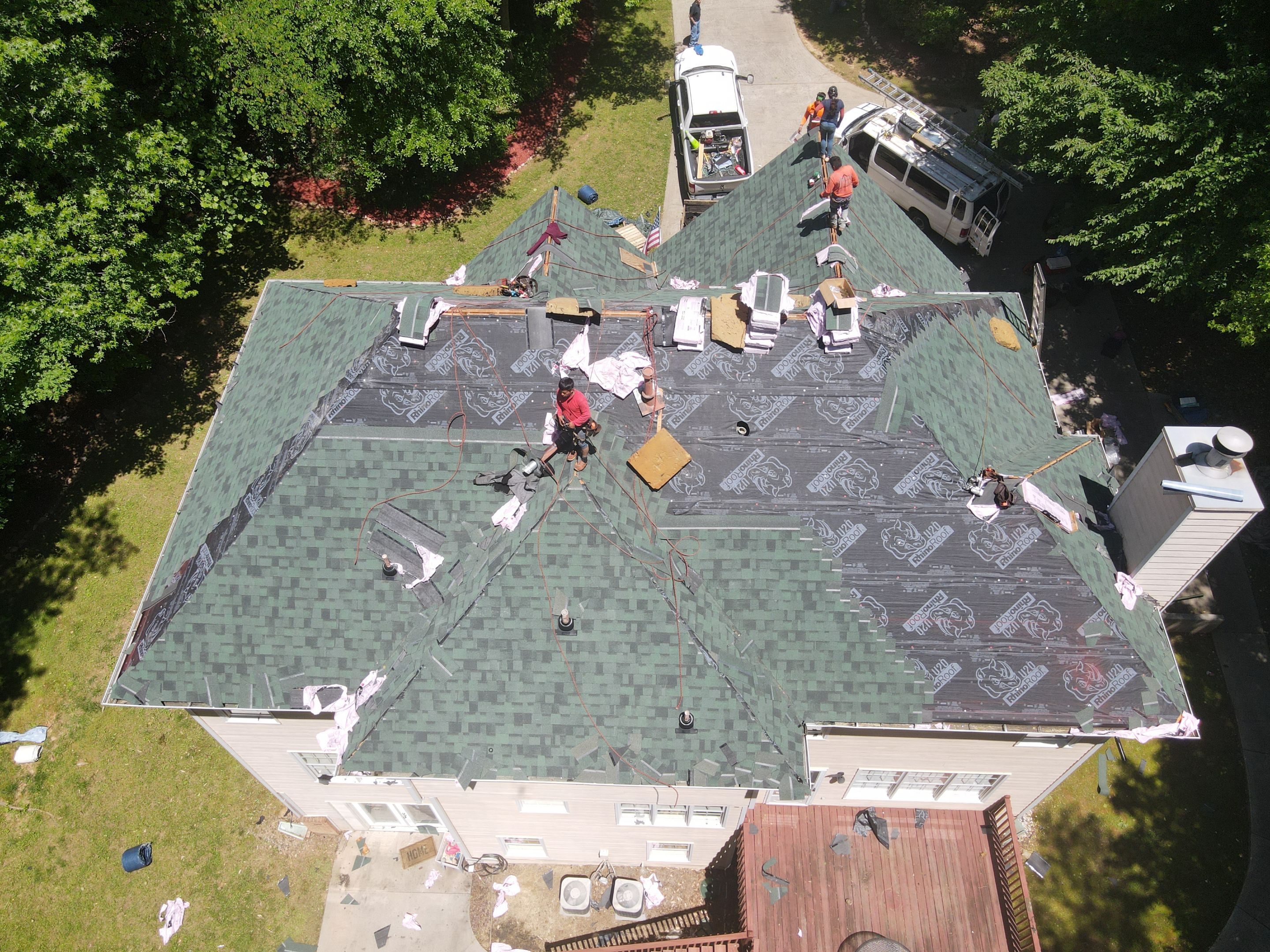 Residential Roofing Installation using Owens Corning Chateau Green  by Inspector Roofing and Restoration