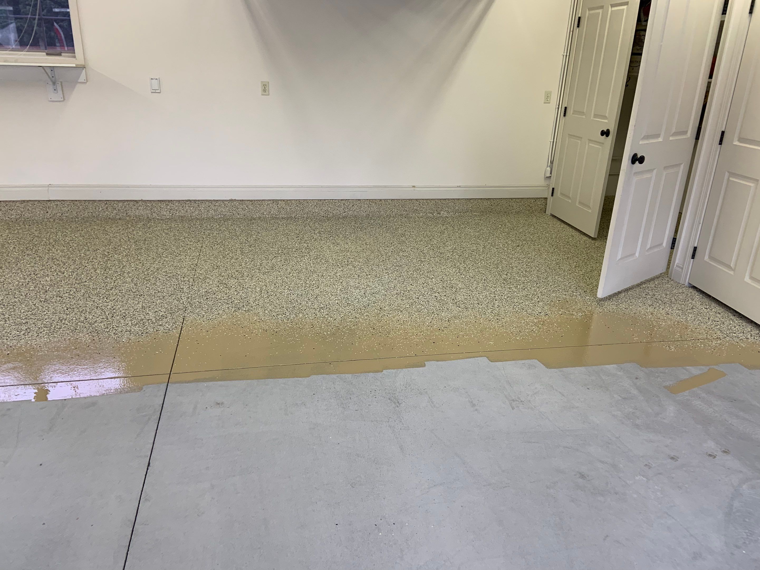 Garage Transformation using Driftwood Colorway by Croc Coatings, LLC