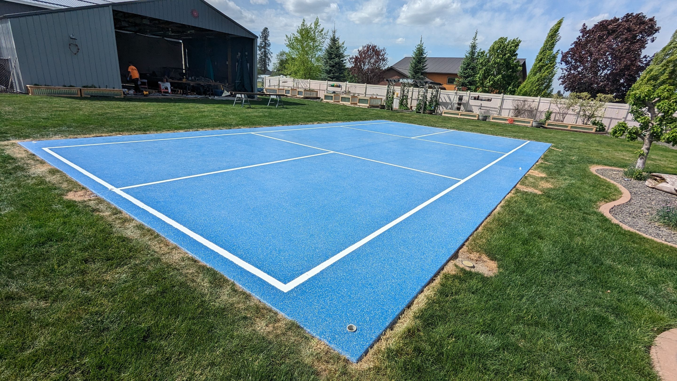 Sports Court Transformation using Ocean Hybrid by Croc Coatings, LLC