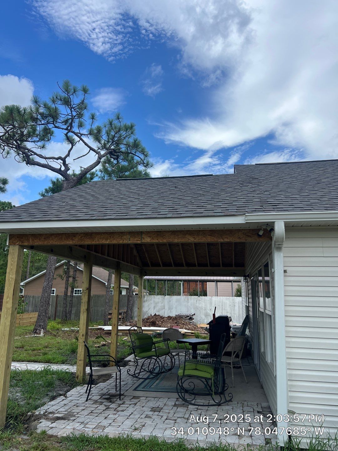 Covered Porch in Boiling Springs Lakes by RGR Construction and Roofing, LLC