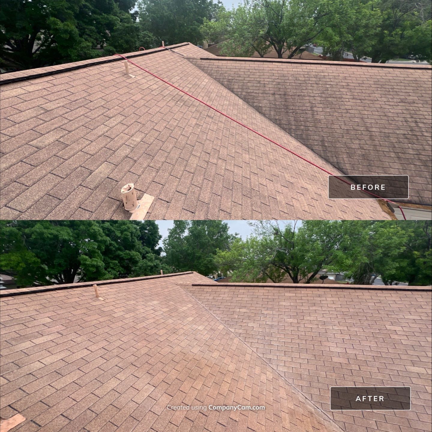 Shingle Roof Wash Project in San Antonio by Bright Choice
