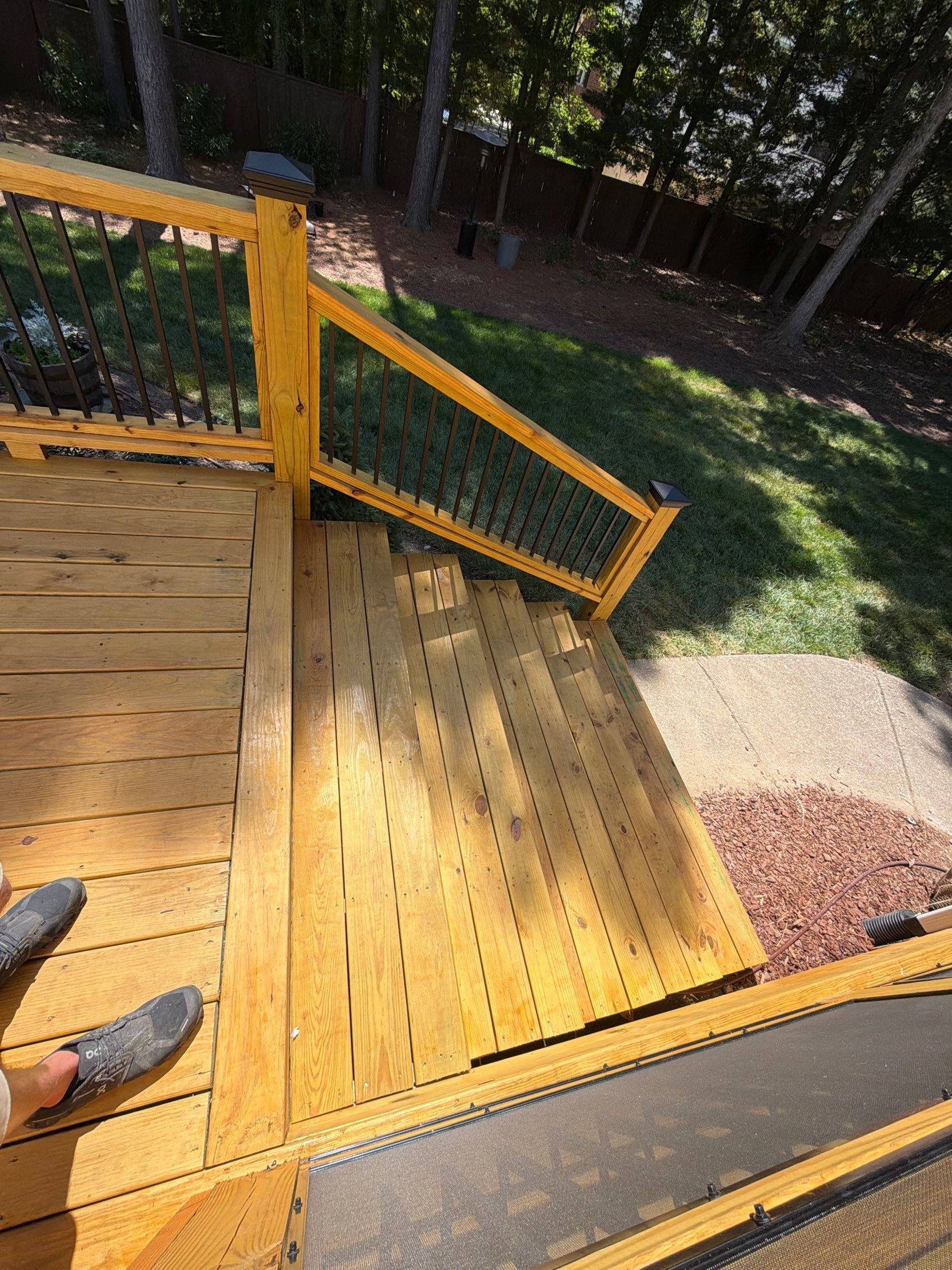 Deck Stain, Round Balusters & Screened Porch Transformation by Billy Weatherspoon Contractor