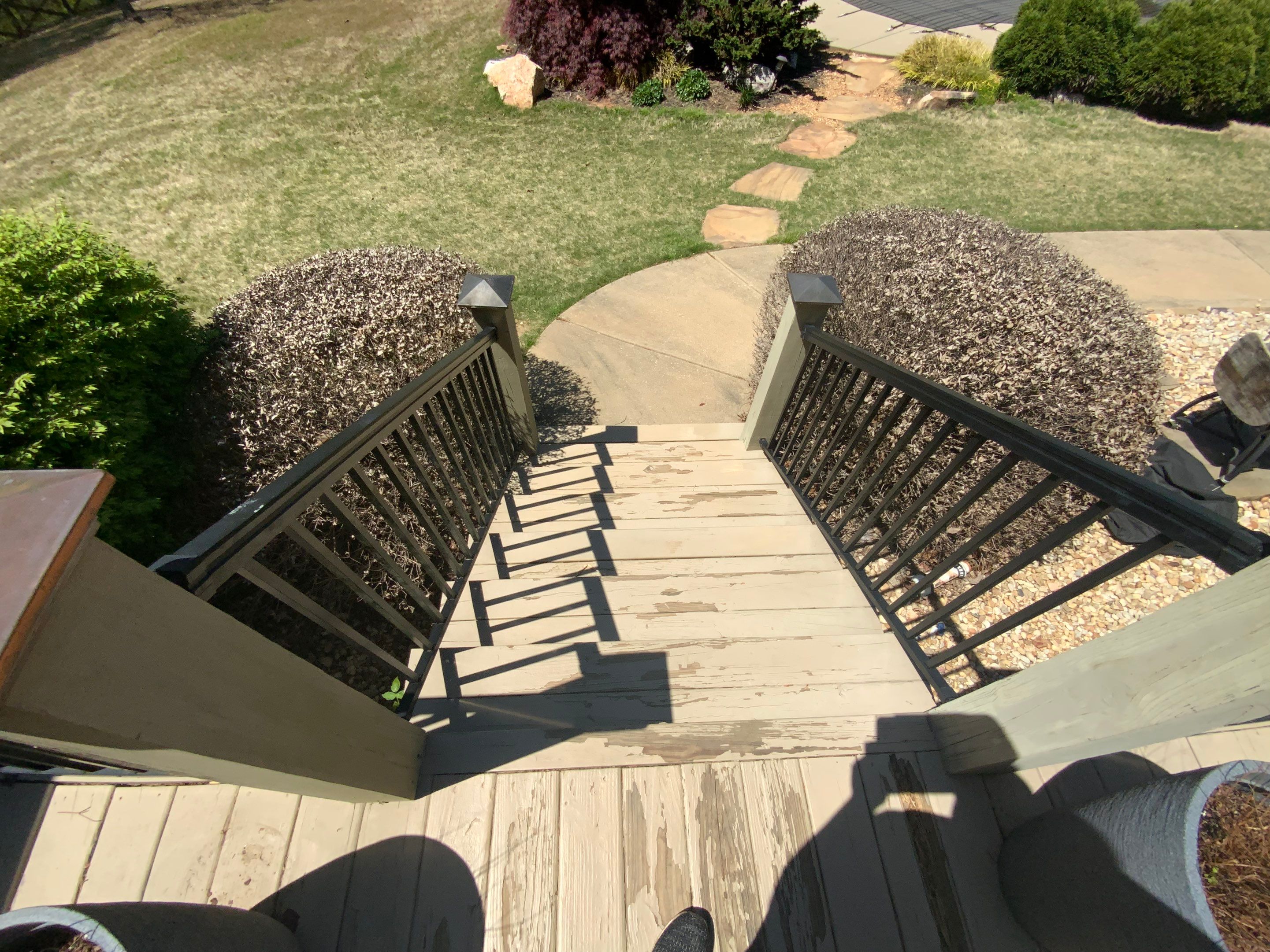 Composite Deck Flooring and Black Metal Railing Replacement in Dallas by Swift Home Renovations