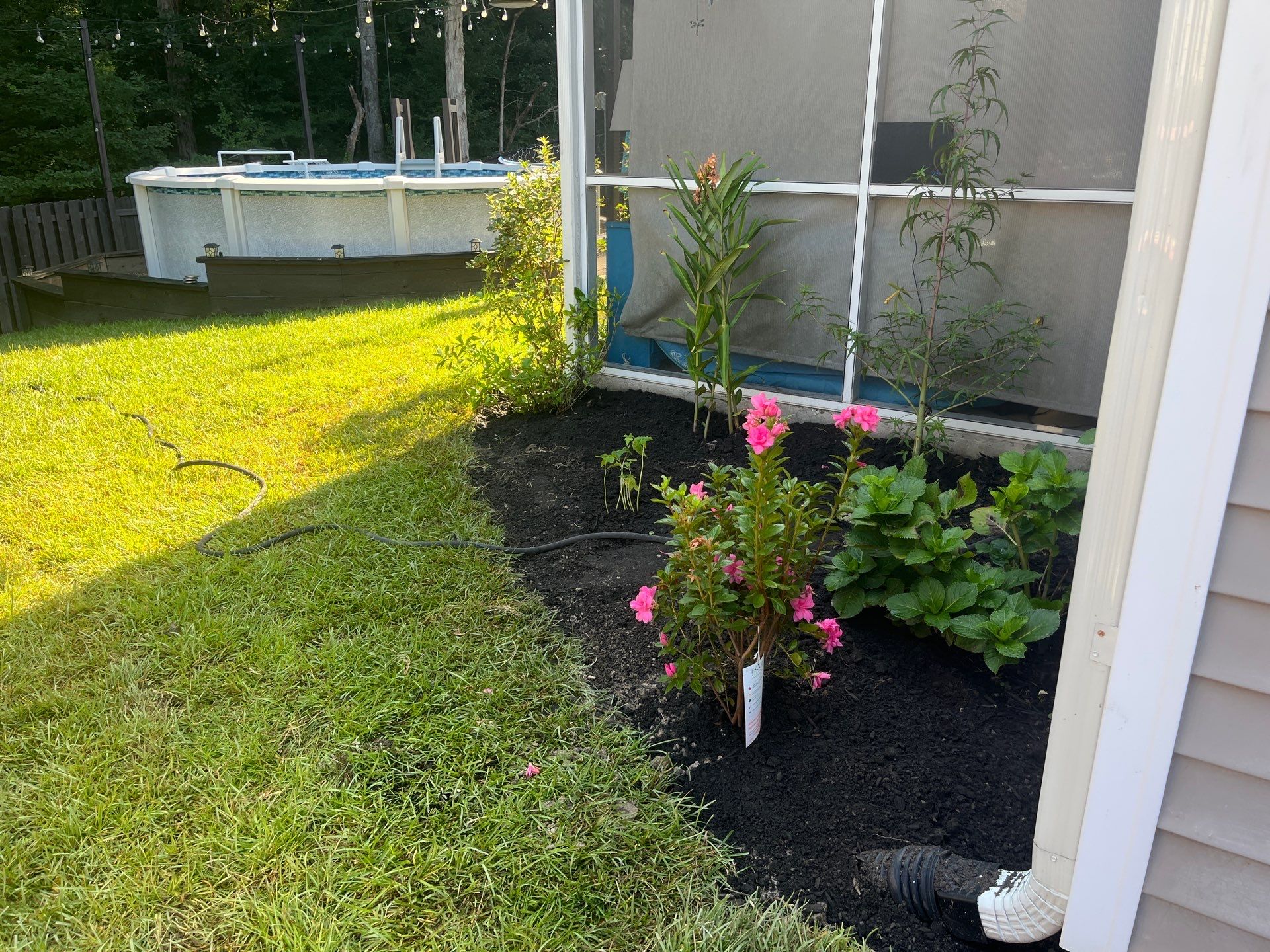 Backyard Sod and Flowerbed Installation in Summerville by Hudson Bros Lawn Care LLC