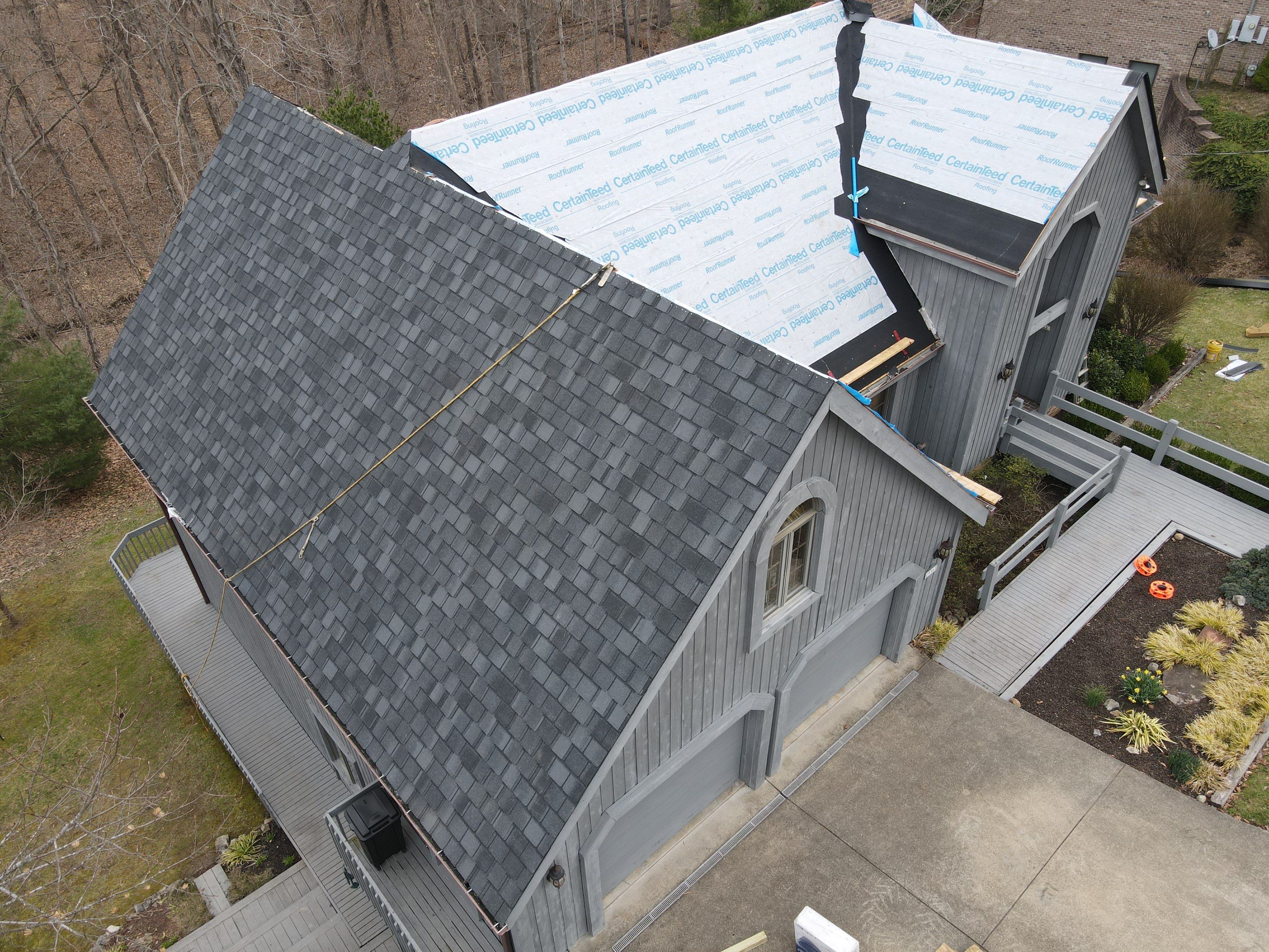 Residential Roofing Installation using Certainteed Belmont Shingle in Black Granite by Secure Construction Company Inc
