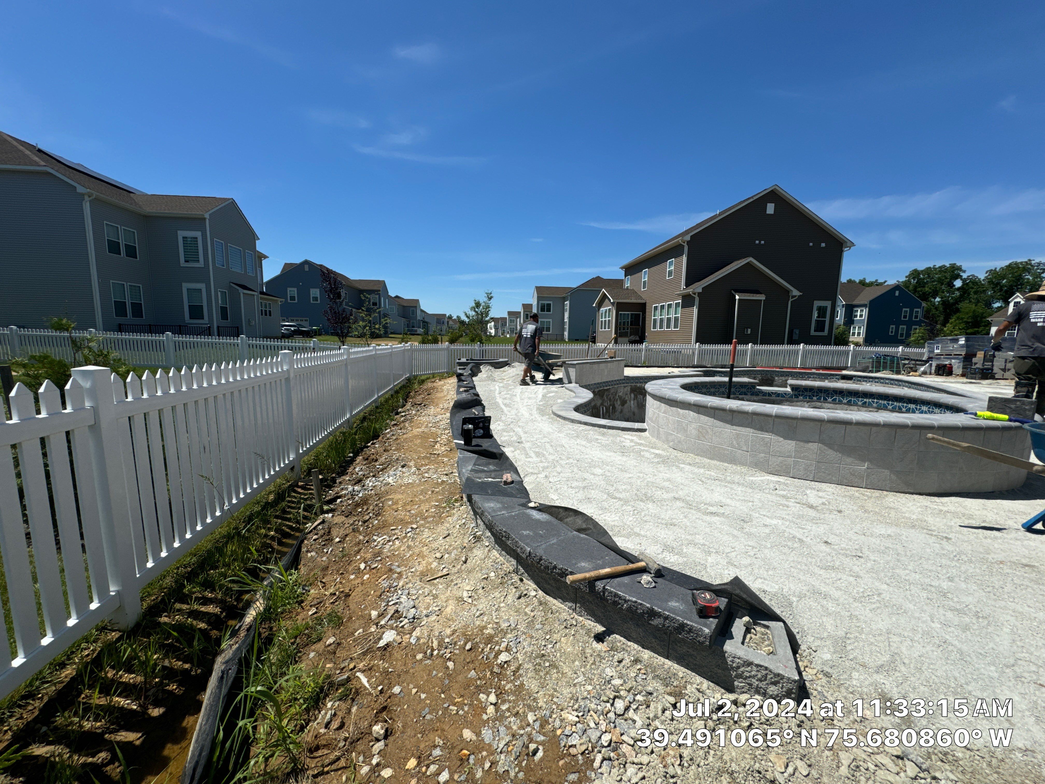 Pool and Hardscape Design in Delaware | Belgard Paver Patio & Outdoor Living Space by Studio G Indoor Spaces & Outdoor Living