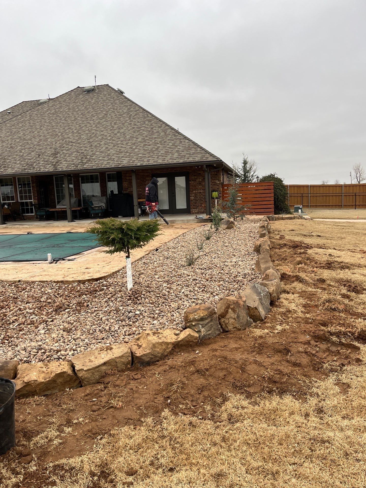 Landscape installation w/ irrigation and landscape lighting by Clays Services Inc