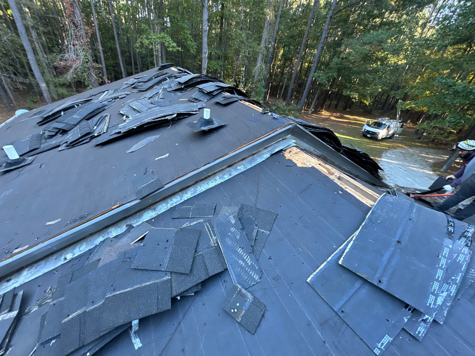 Architectural Shingle Roof Replacement and Chimney Flashing in Amelia Court House by Cade Construction