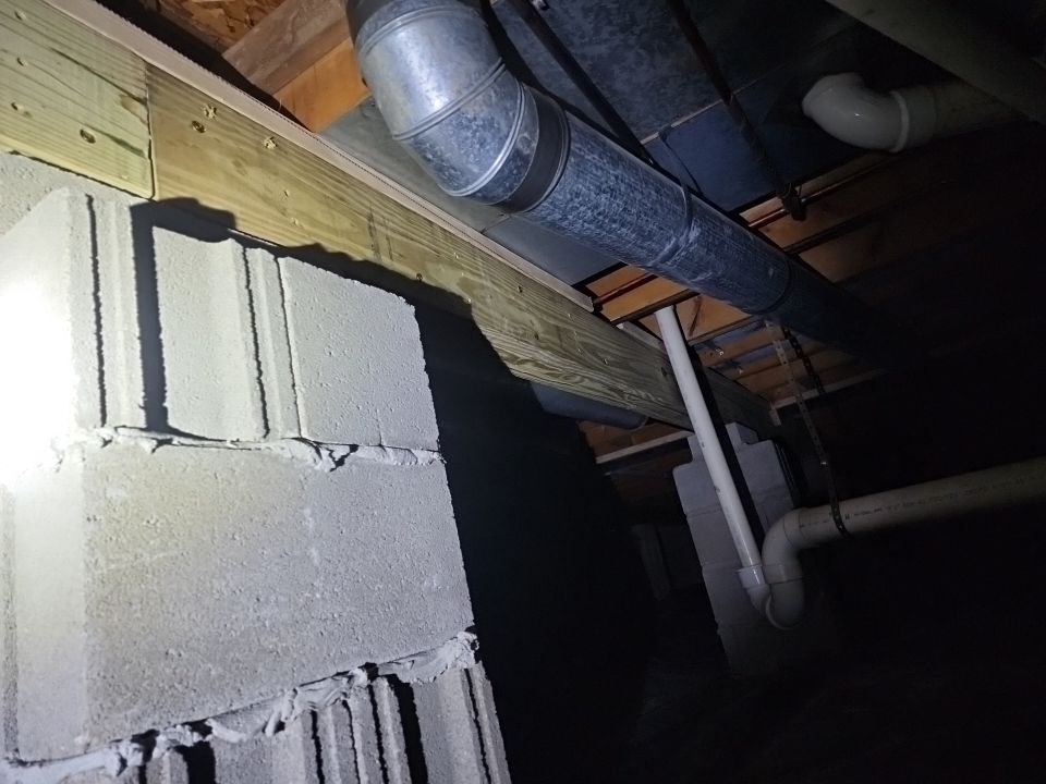 Crawl space encapsulation and Waterproofing using Structural Wood and Steel Reinforcements by Toledo Basement Repair 