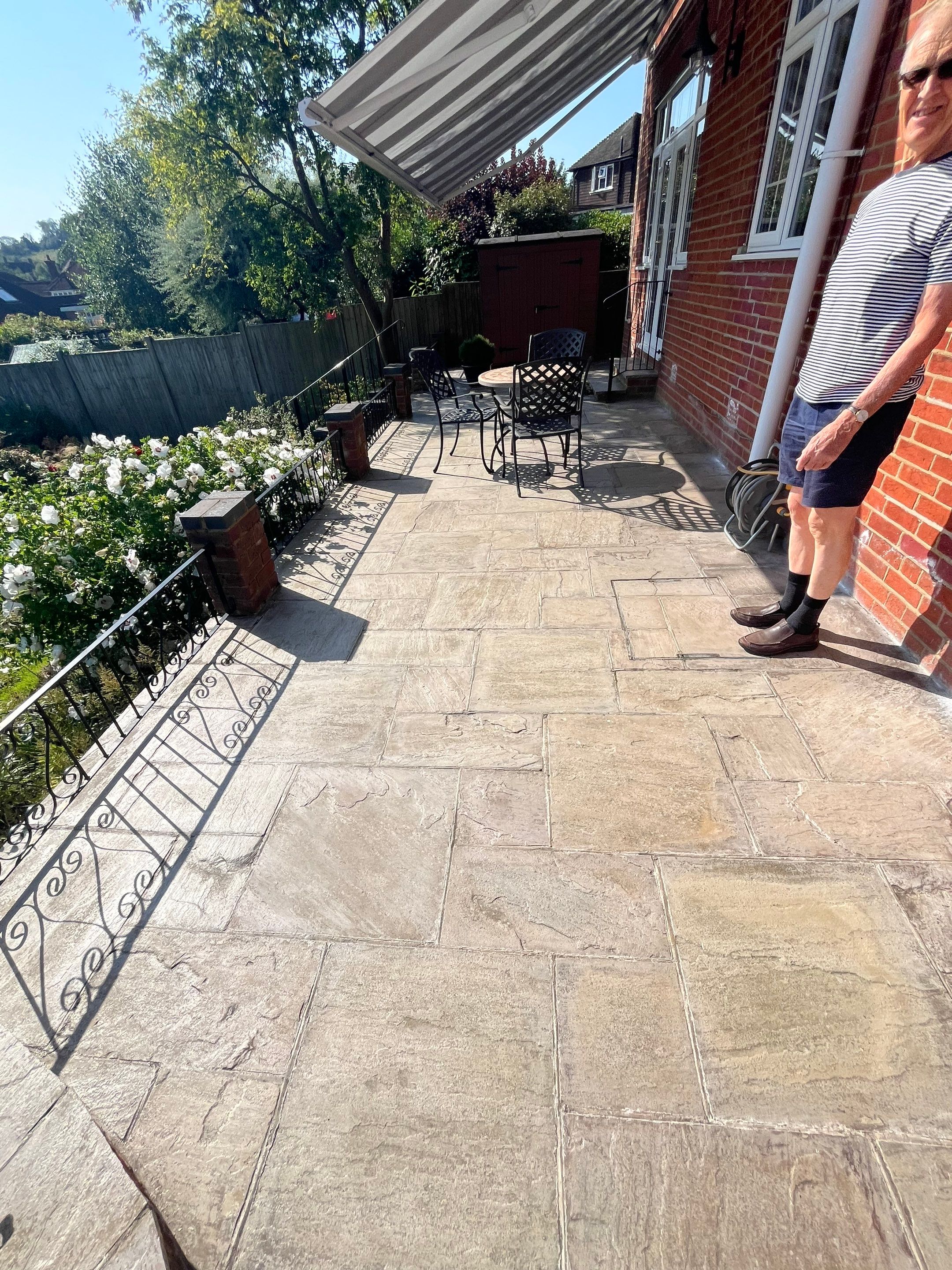 York Stone Patio Cleaning using Honda 15lpm Low Pressure Washing Machine by Ges Exterior Cleaning ltd