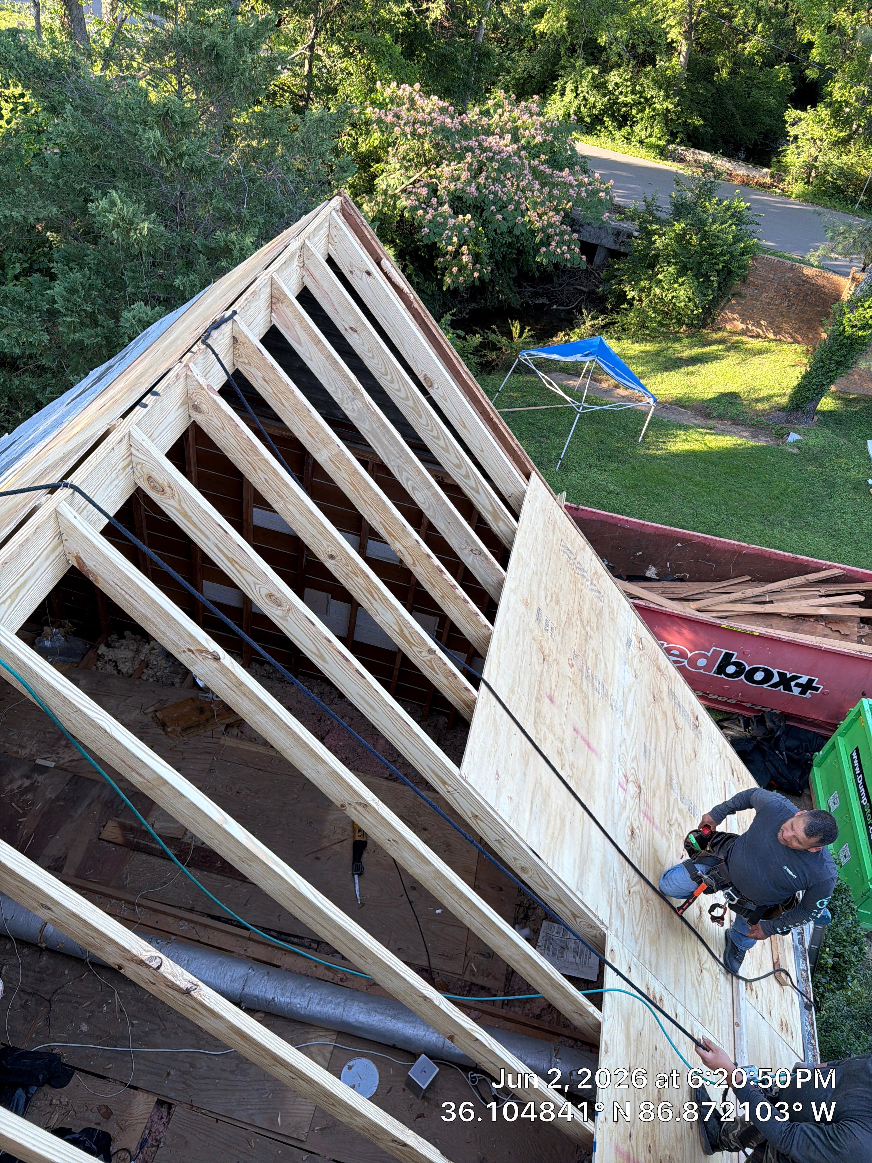 Roof Tree Damage- Repair Roof Framing and Replace Shingle Roof System In Belle Meade  by Roofworx 