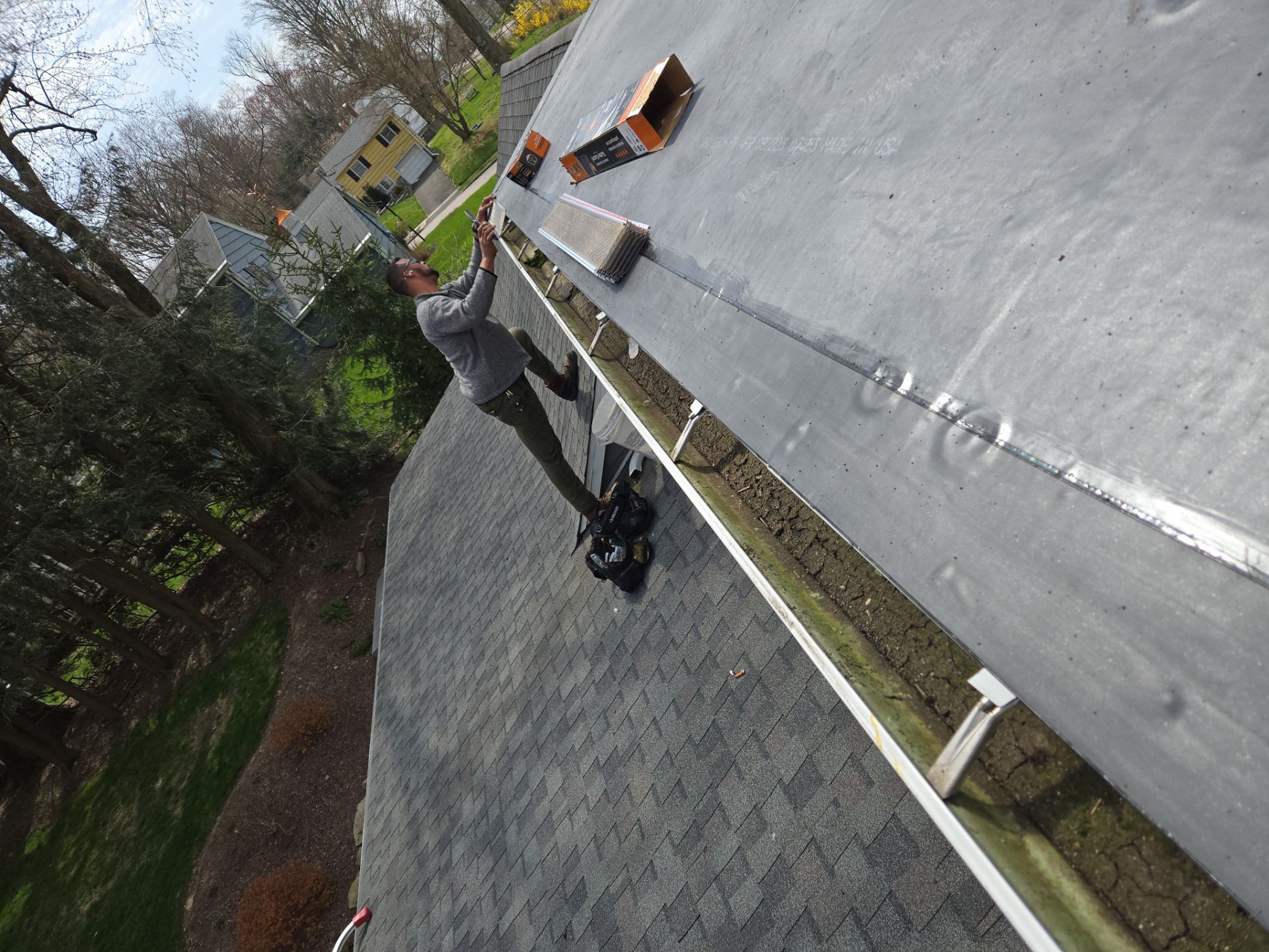 Residential Roofing Installation using Tamko Slatestone gray by A Plus Exterior