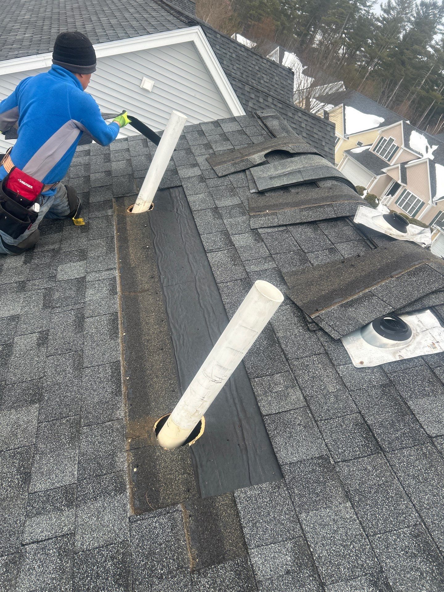 Ice Dam Removal, Snow Removal & Pipe Boot Replacement in Tyngsborough, MA by Mighty Dog Roofing of Greater Middlesex County
