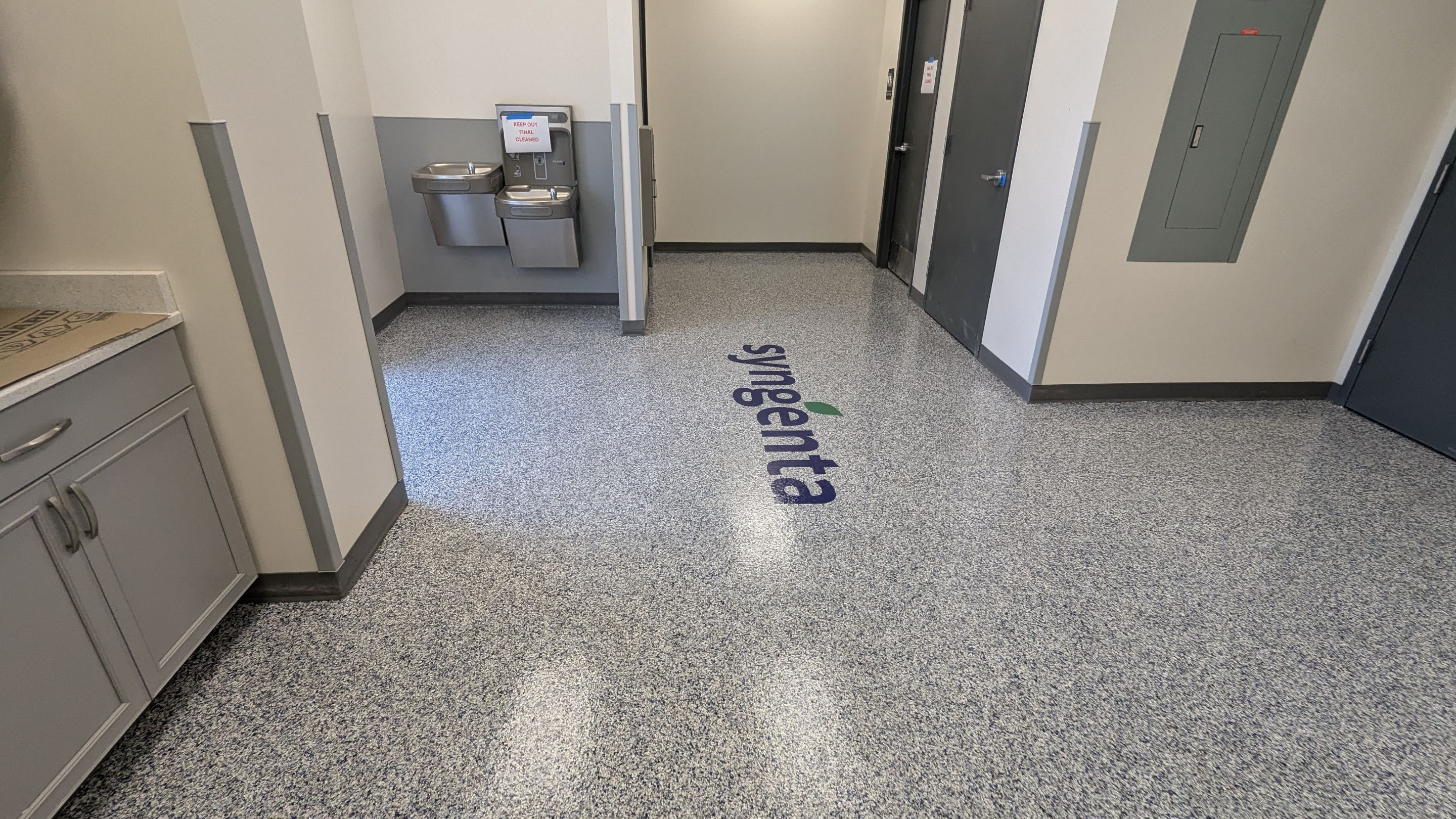 Commercial Floor Transformation using Aurora Accent W/Hypnotic Blue by Croc Coatings, LLC