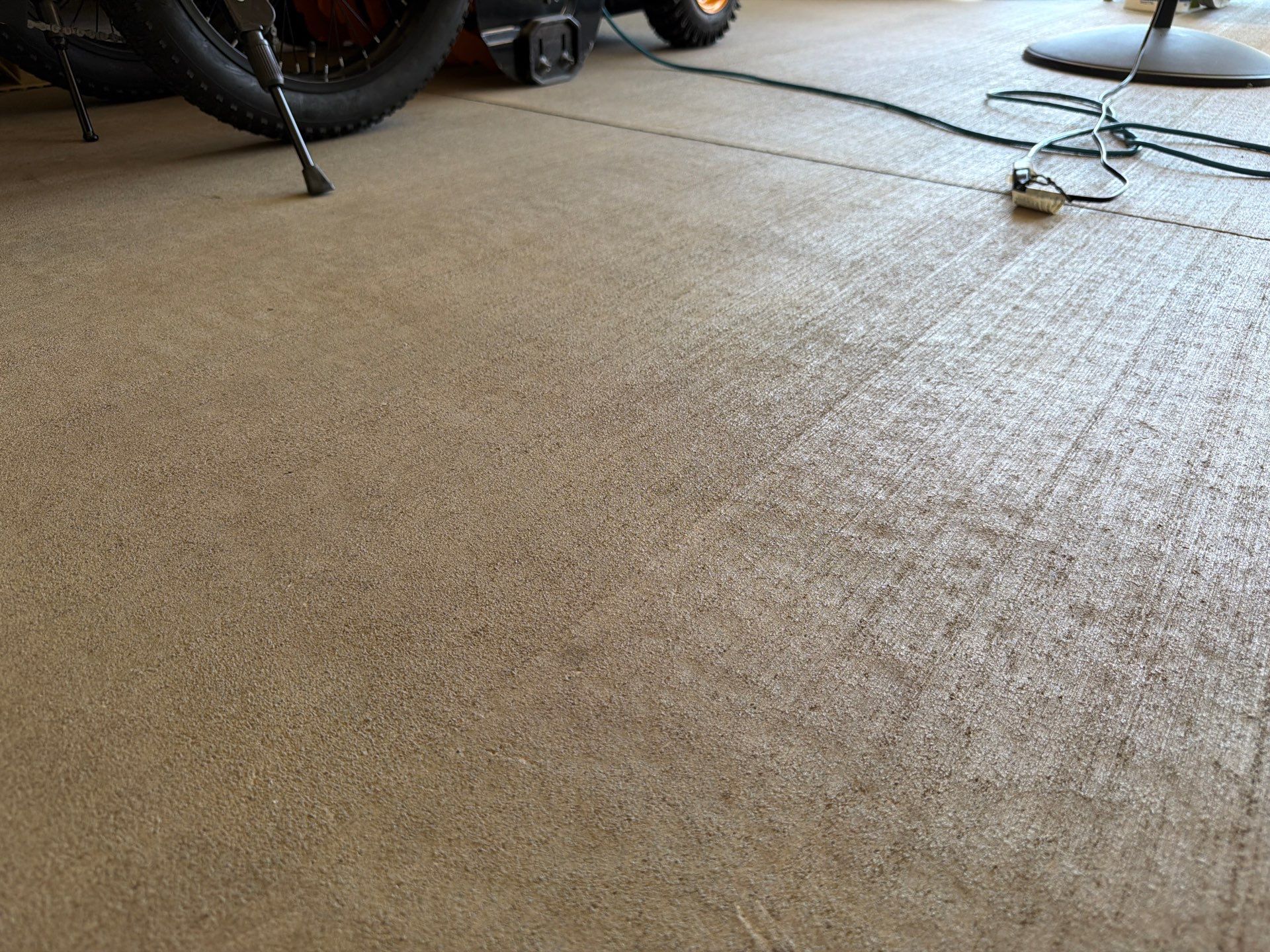 Garage Floor Coating with Coyote Decorative Chip in Tea by Select Painting, Coatings & Garage Cabinets