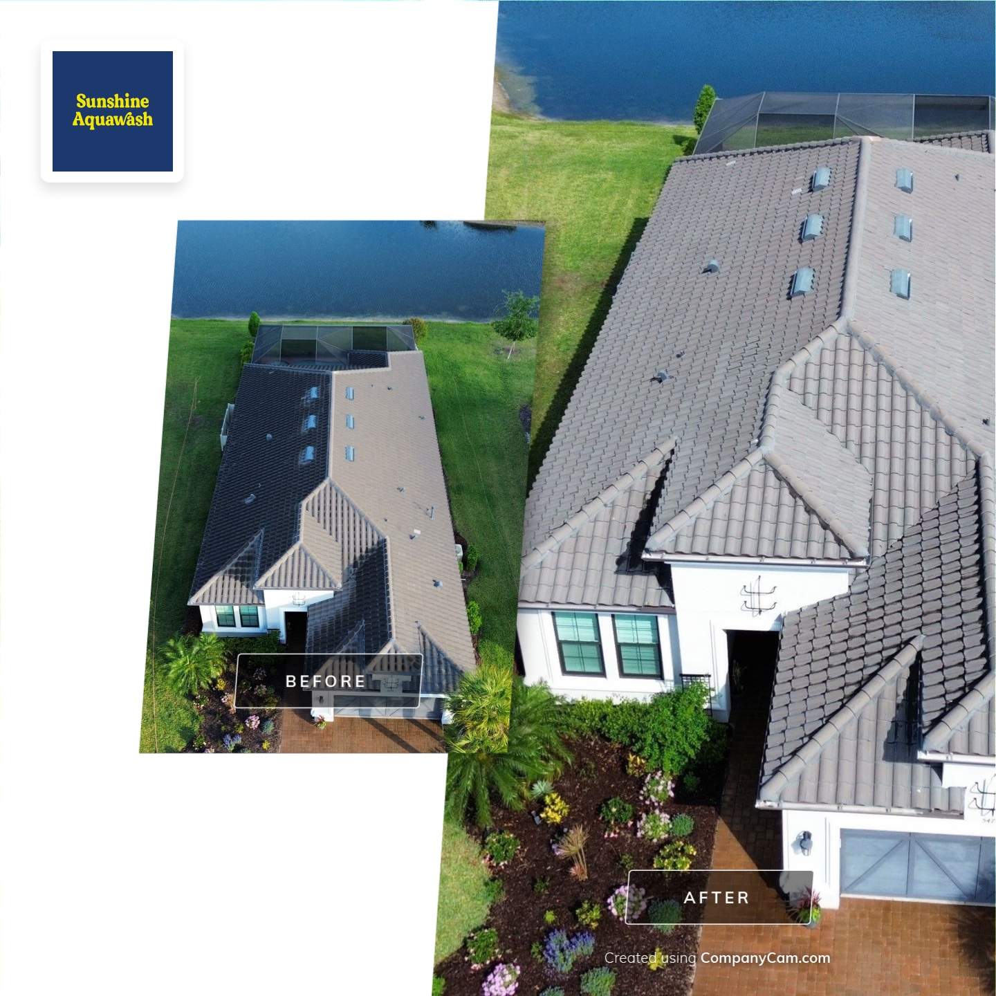 Barrel Tile Roof Cleaning in Artisan Lakes, Palmetto, FL | No Roof Walking on Roof by Sunshine AquaWash