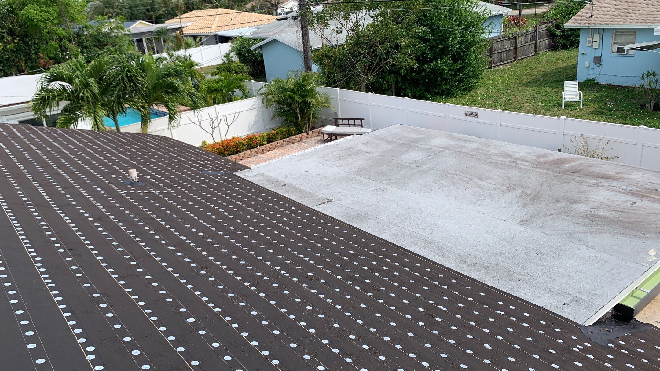 Residential Roofing Installation using 1" Nail strip metal roof by BLUES BROTHERS ROOFING