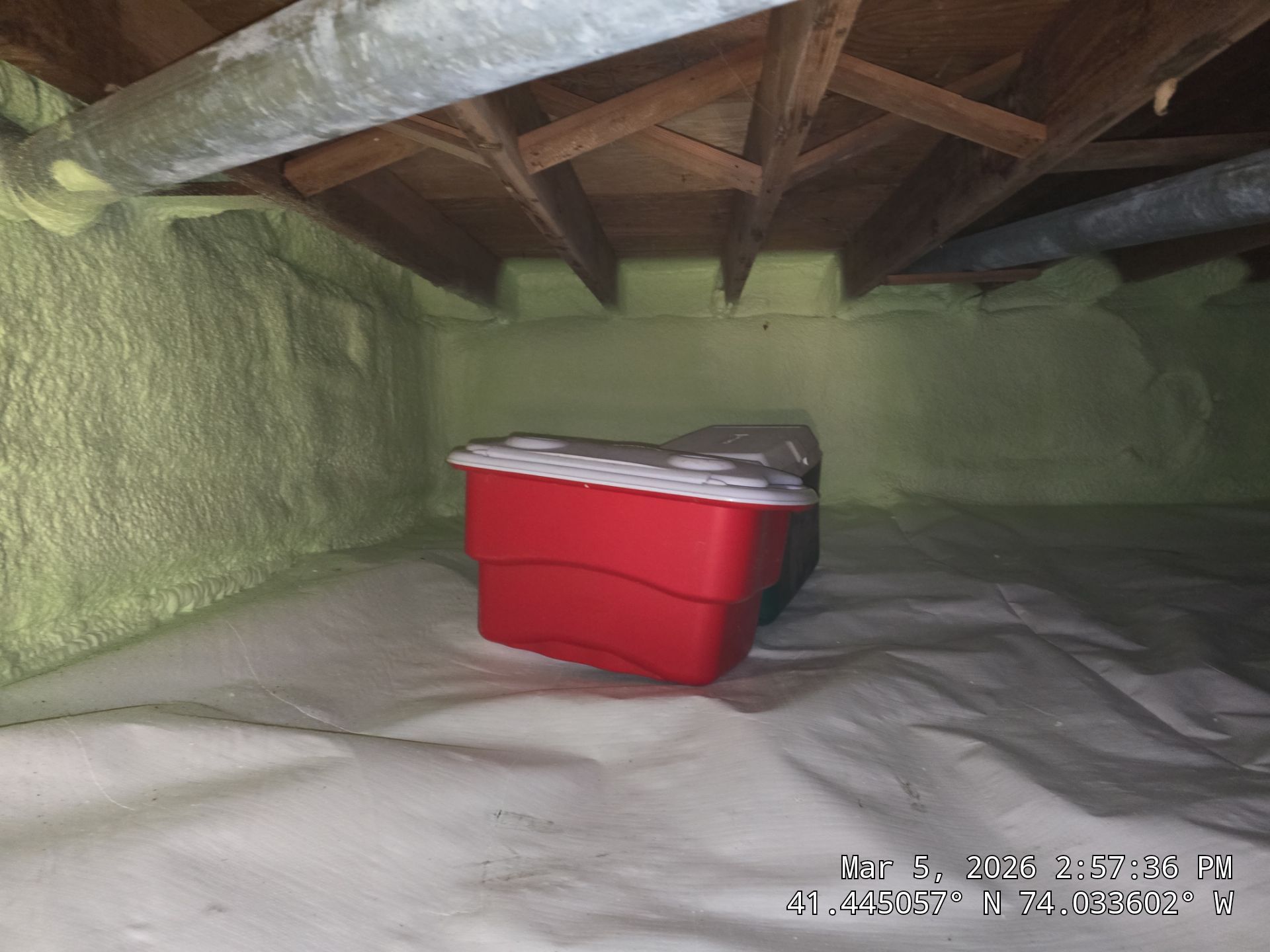 Attic Insulation using open cell spray foam by NYS Foam & Energy