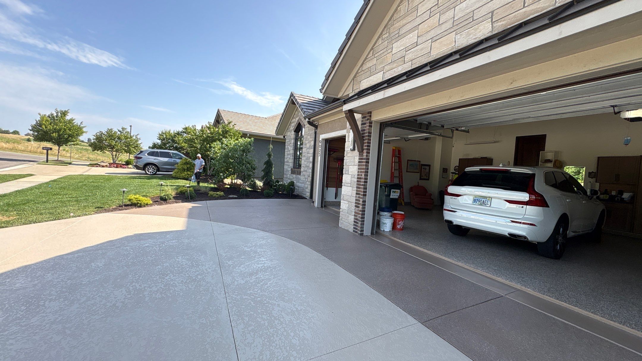 Two-Tone Driveway Resurface - Olathe, KS by Big Red Decorative Concrete, LLC